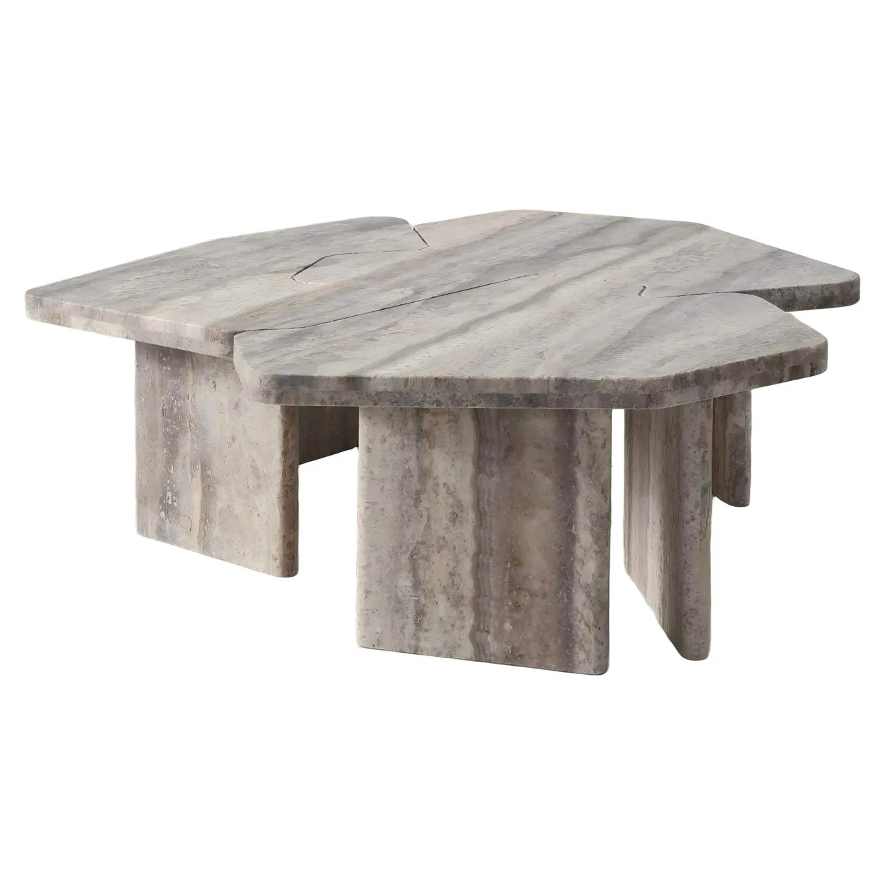 Richmond Interiors Set of 3 Westin Grey Travertine Coffee Tables
