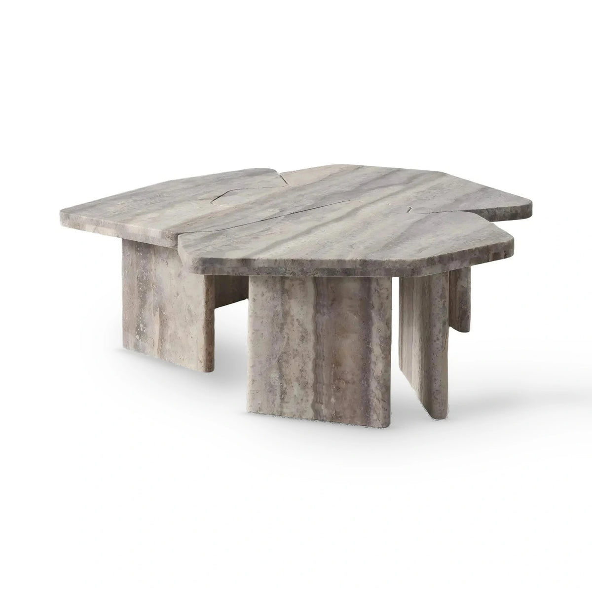 Richmond Interiors Set of 3 Westin Grey Travertine Coffee Tables