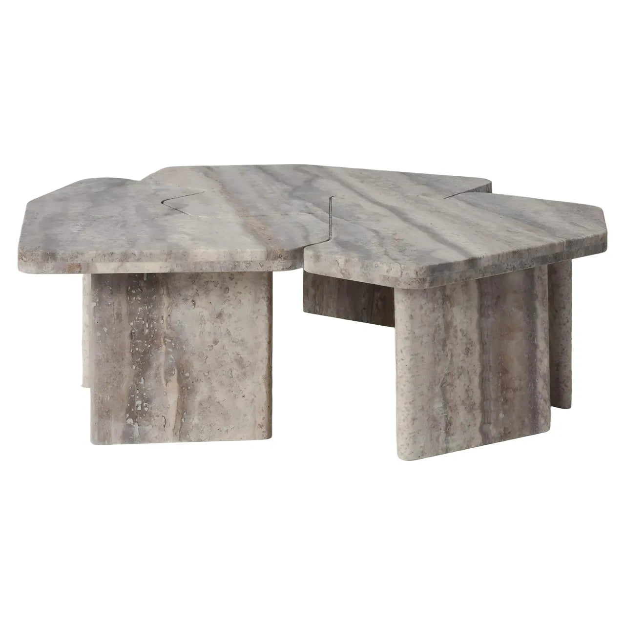Richmond Interiors Set of 3 Westin Grey Travertine Coffee Tables