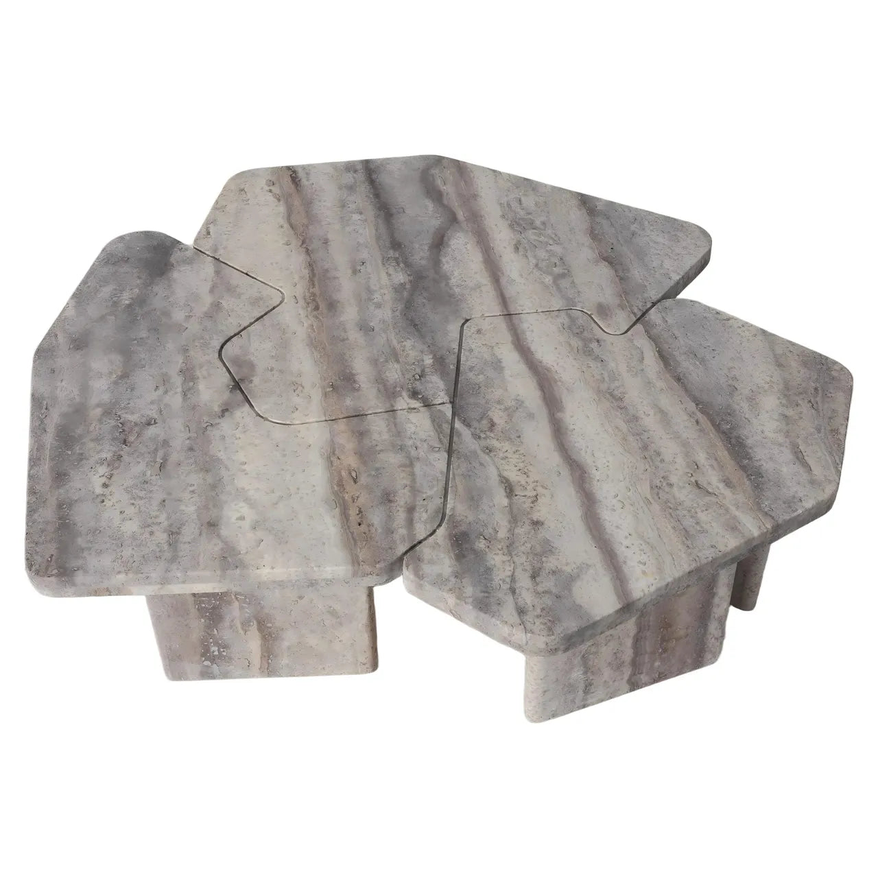Richmond Interiors Set of 3 Westin Grey Travertine Coffee Tables
