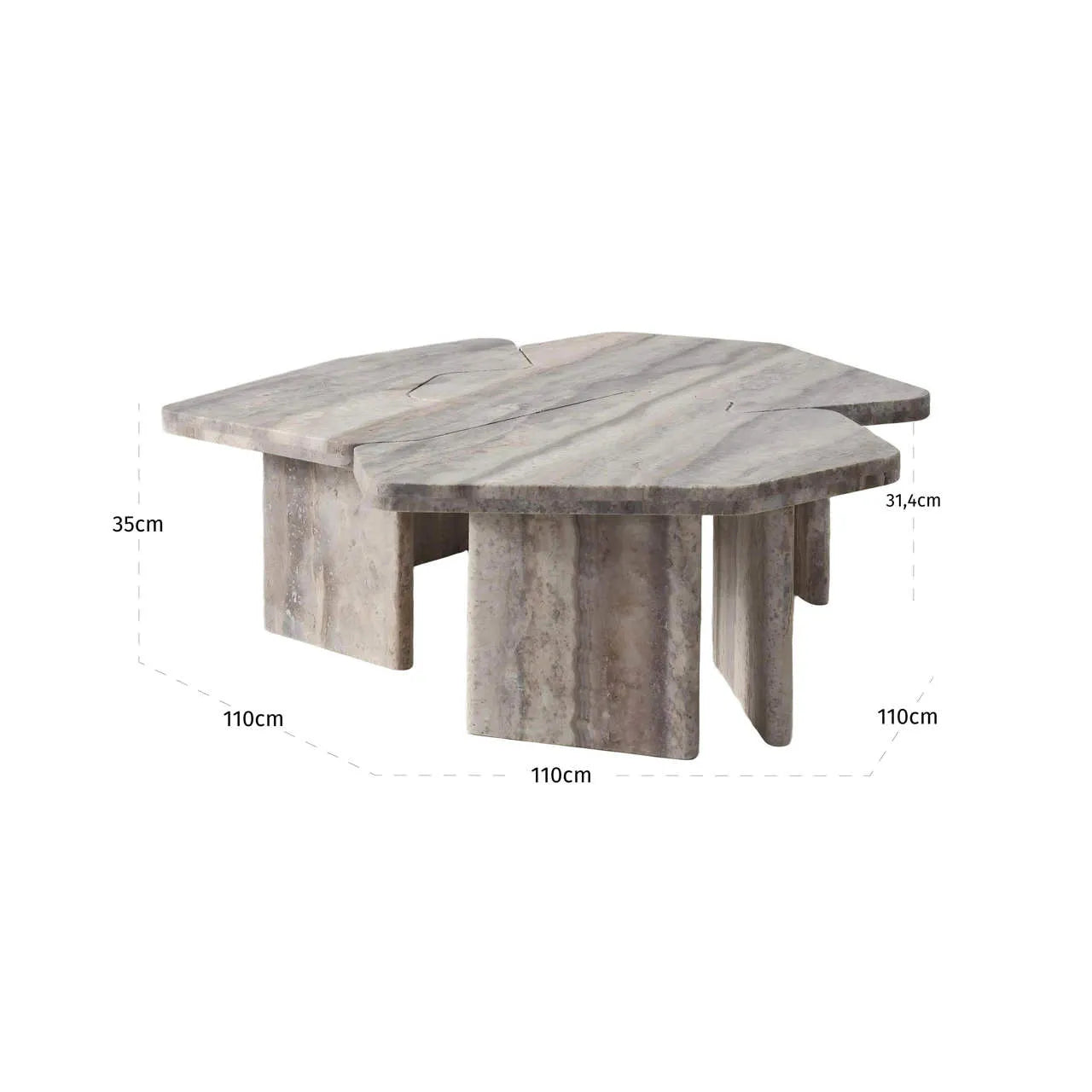 Richmond Interiors Set of 3 Westin Grey Travertine Coffee Tables