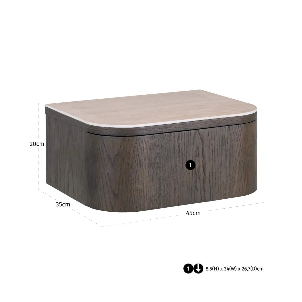 Richmond Interiors Nando Brown Travertine Ceramic Bedside Table