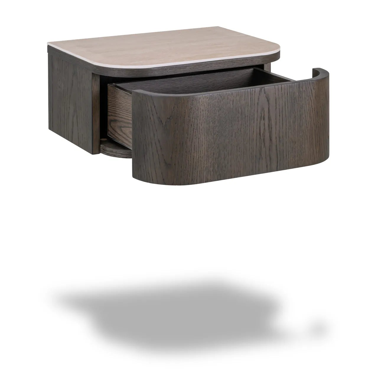 Richmond Interiors Nando Brown Travertine Ceramic Bedside Table