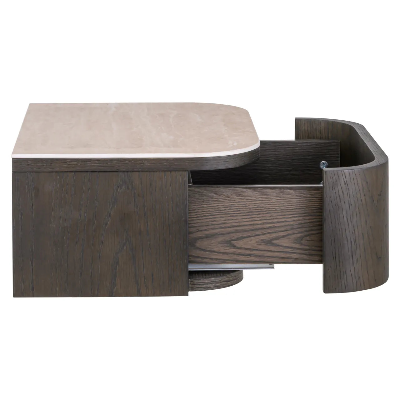Richmond Interiors Nando Brown Travertine Ceramic Bedside Table