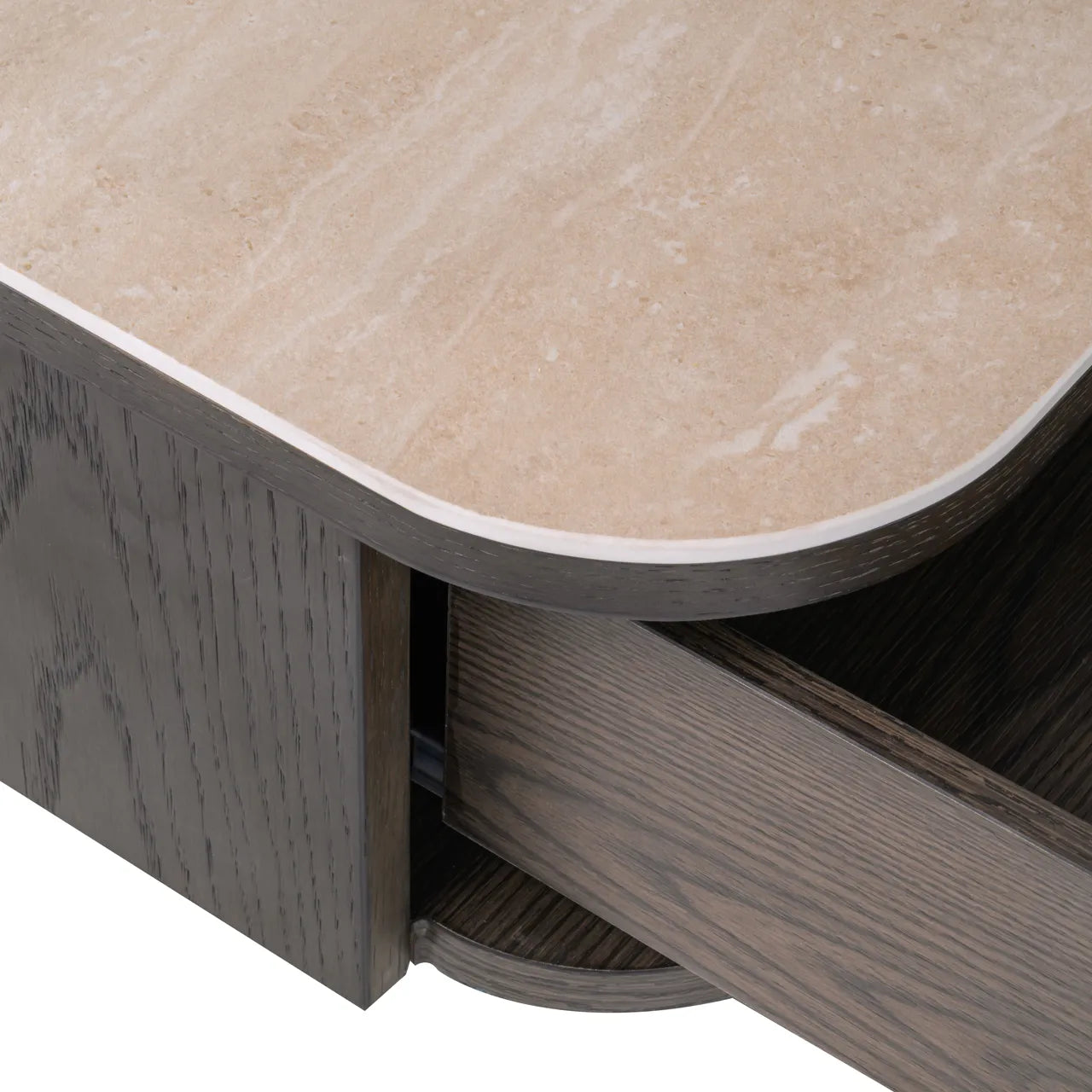 Richmond Interiors Nando Brown Travertine Ceramic Bedside Table