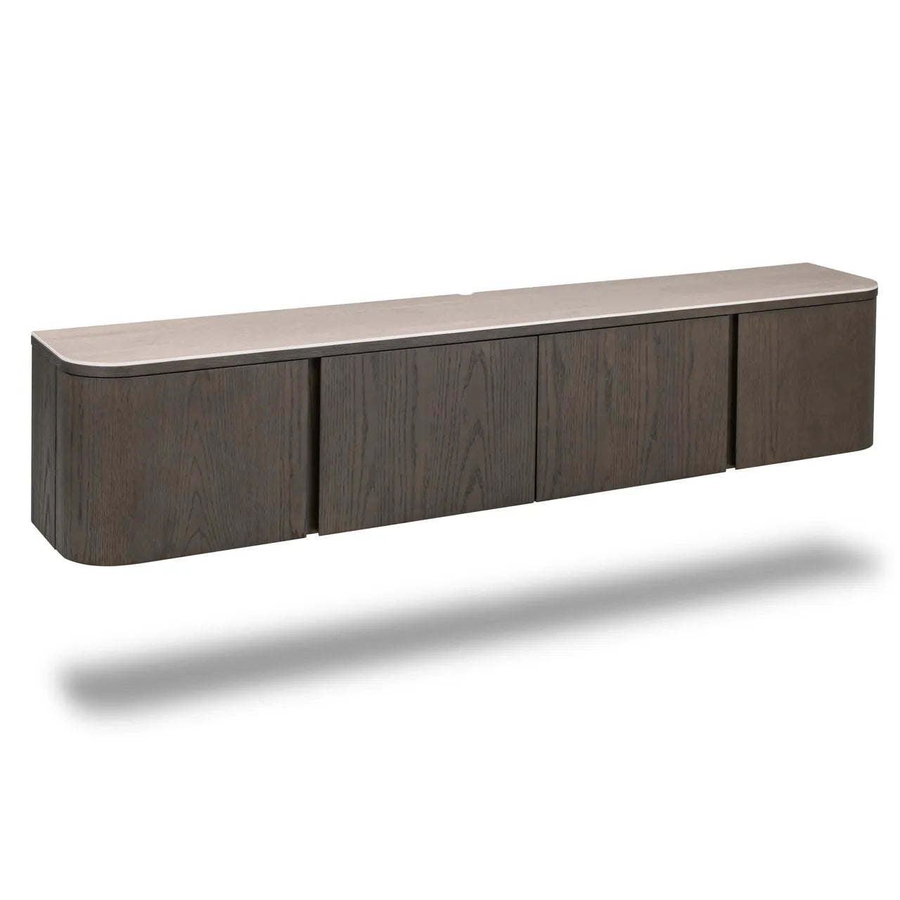 Richmond Interiors Nando Brown Travertine Ceramic & Oak Wood TV Unit