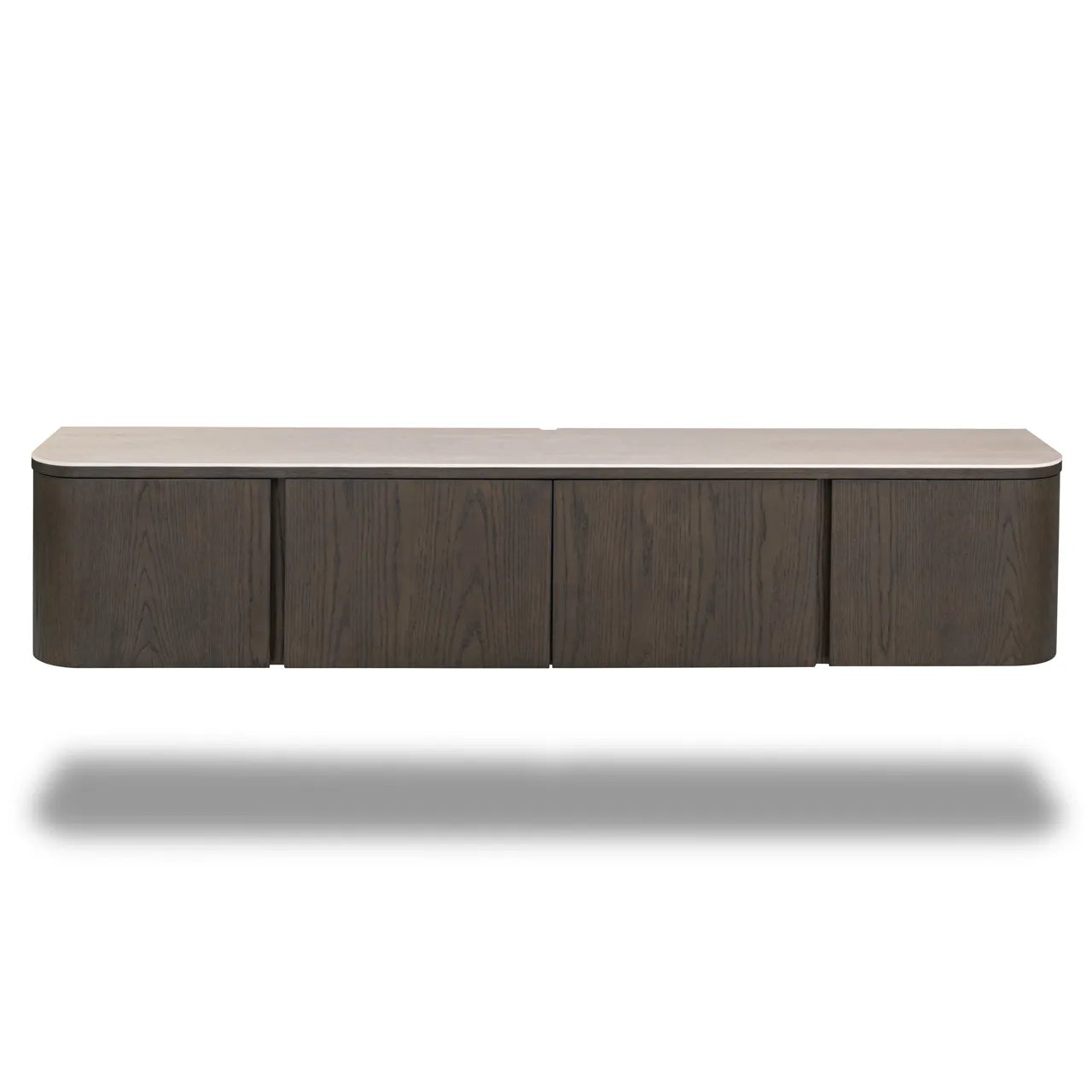 Richmond Interiors Nando Brown Travertine Ceramic & Oak Wood TV Unit