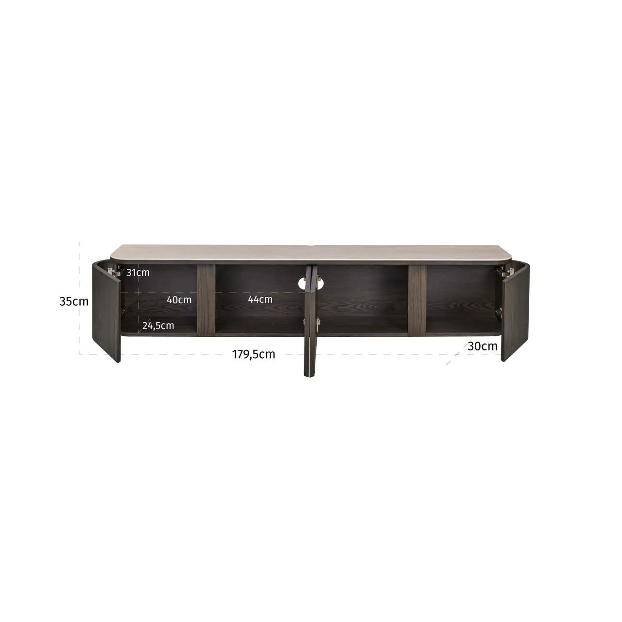 Richmond Interiors Nando Brown Travertine Ceramic & Oak Wood TV Unit