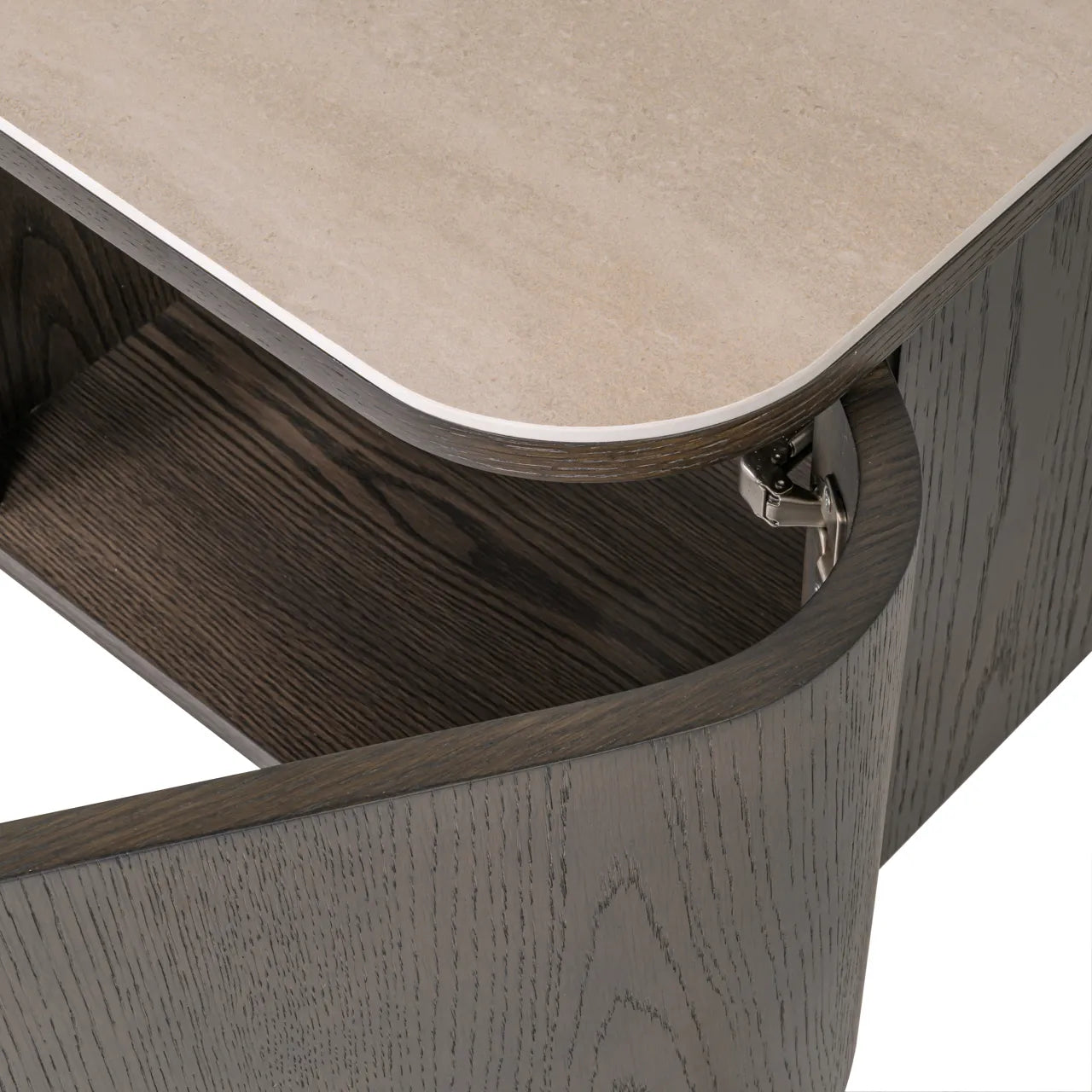 Richmond Interiors Nando Brown Travertine Ceramic & Oak Wood TV Unit