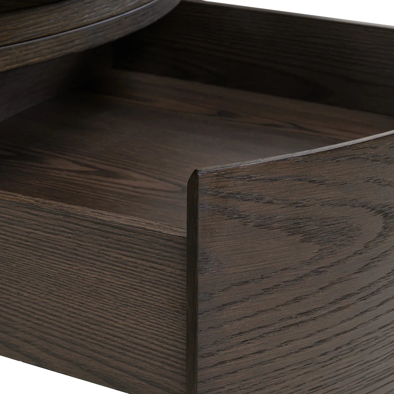 Richmond Interiors Langford Brown 1-Drawer Oak Wood & Ceramic Round Coffee Table 90cm