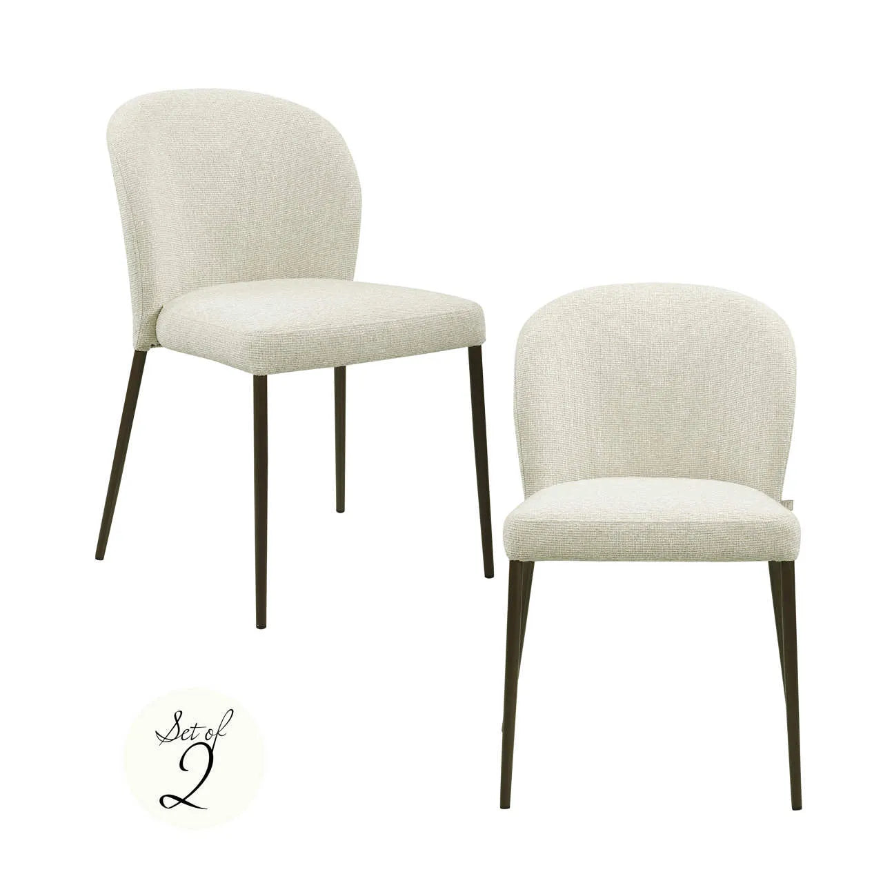 Richmond Interiors Set of 2 Stacker Taupe Boucle Dining Chairs