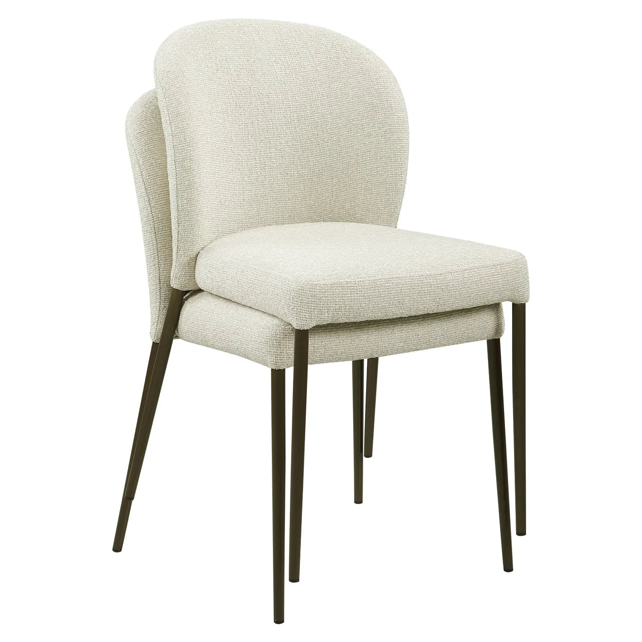Richmond Interiors Set of 2 Stacker Taupe Boucle Dining Chairs