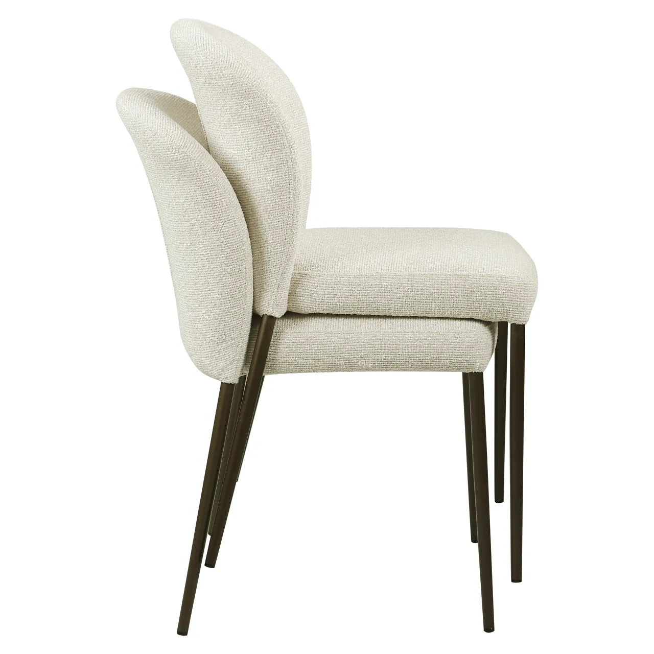 Richmond Interiors Set of 2 Stacker Taupe Boucle Dining Chairs