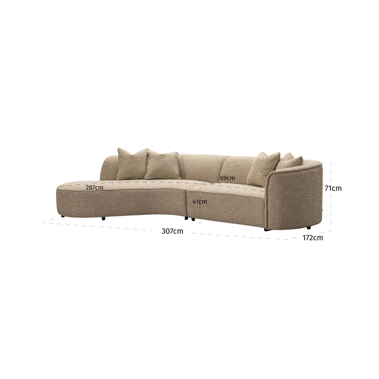 Richmond Interiors Romero Sand Tweed Left-Hand Chaise Sofa