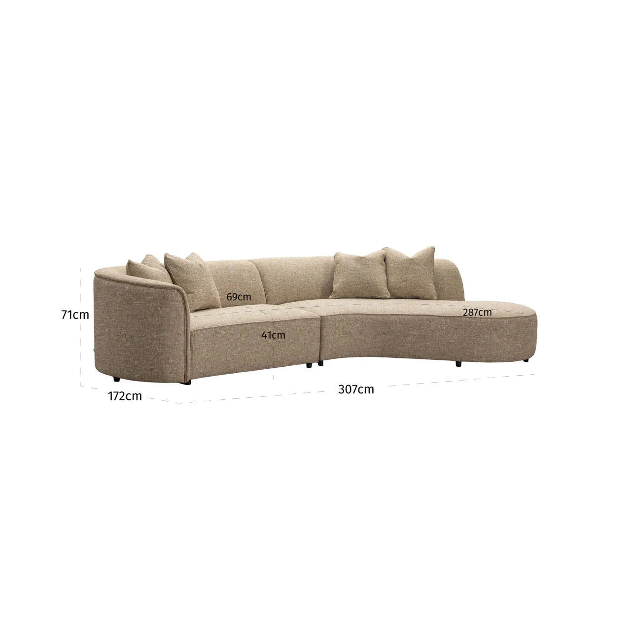 Richmond Interiors Romero Sand Tweed Right-Hand Chaise Sofa
