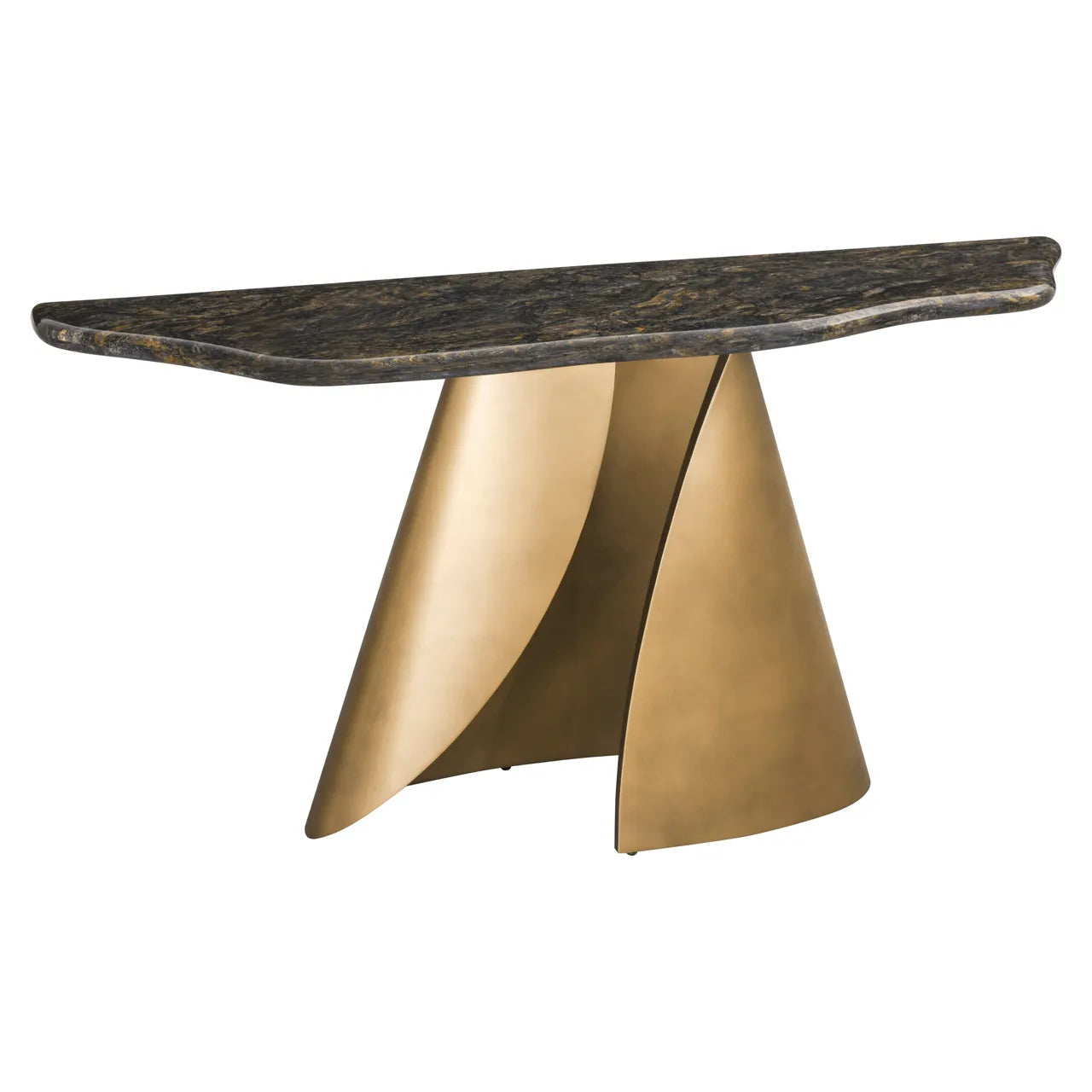 Richmond Interiors Goldman Black Platinum Diamond Marble Console Table