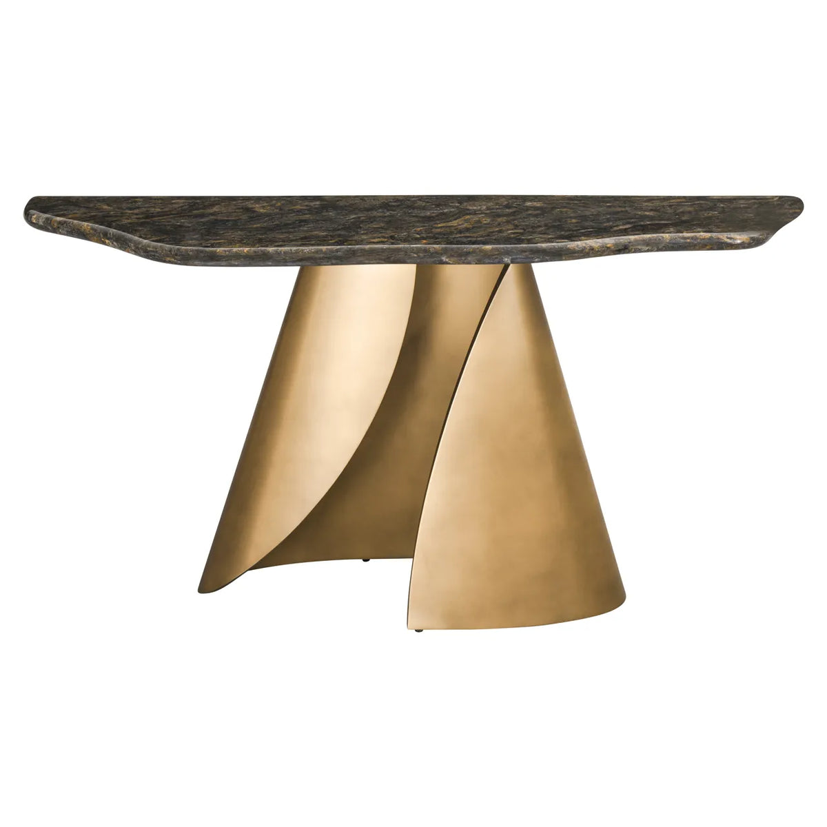 Richmond Interiors Goldman Black Platinum Diamond Marble Console Table