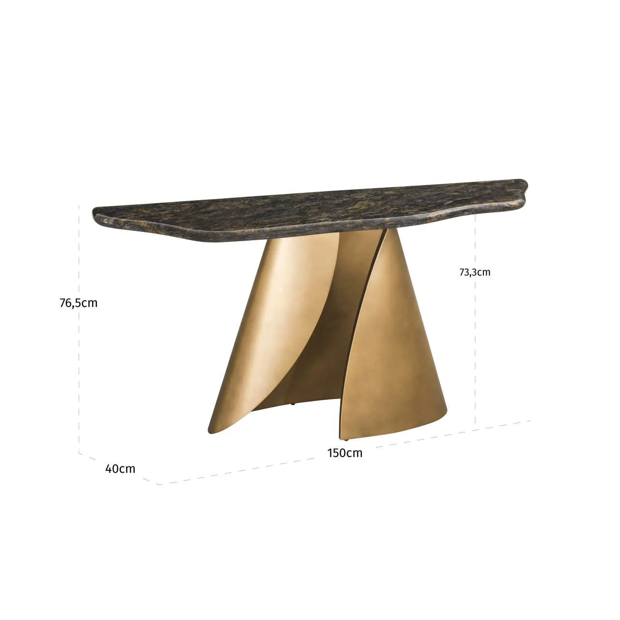Richmond Interiors Goldman Black Platinum Diamond Marble Console Table