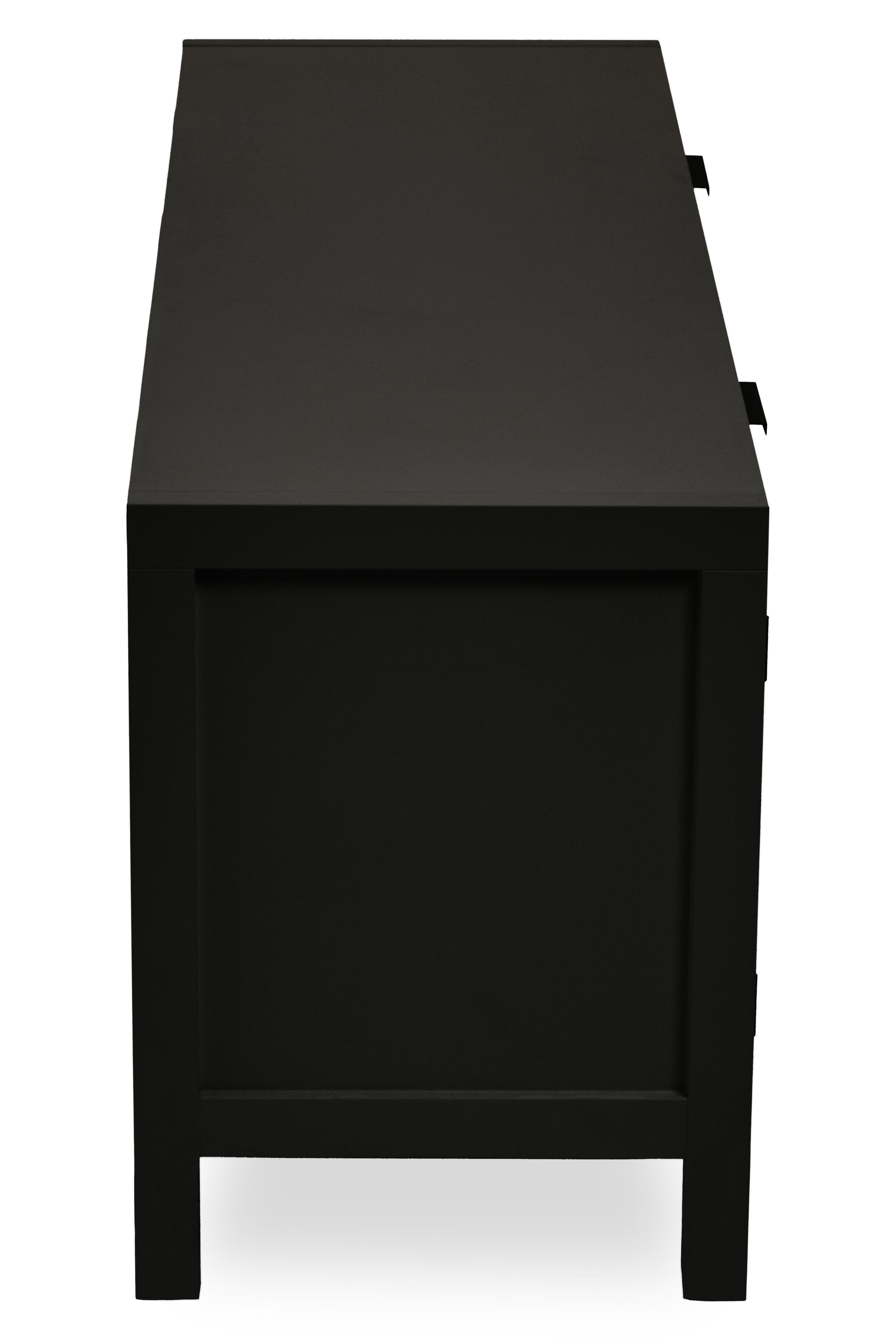 Burwood Black Wood & Natural Rattan Media Unit