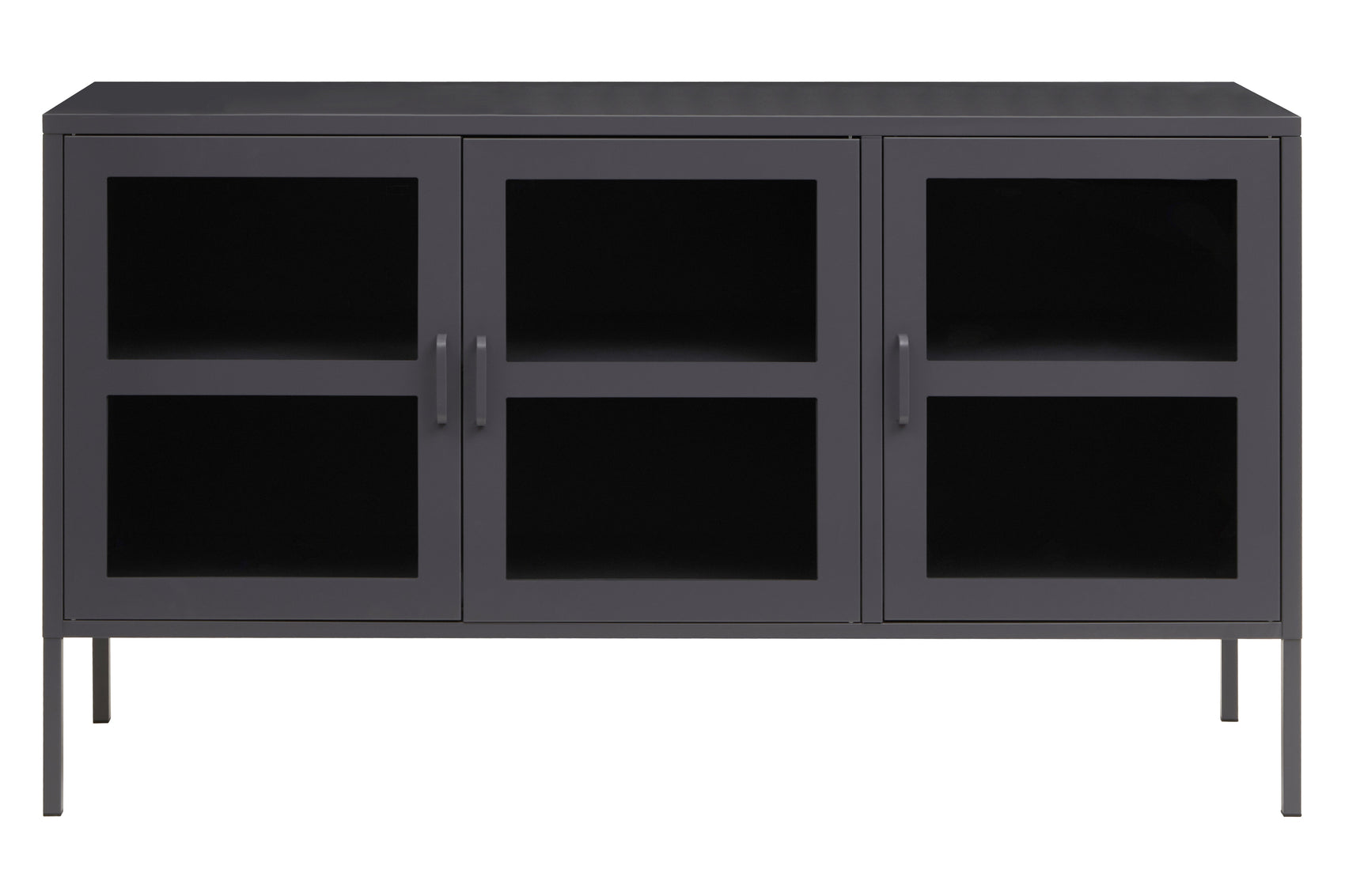 Acier Grey Metal & Clear Glass Sideboard