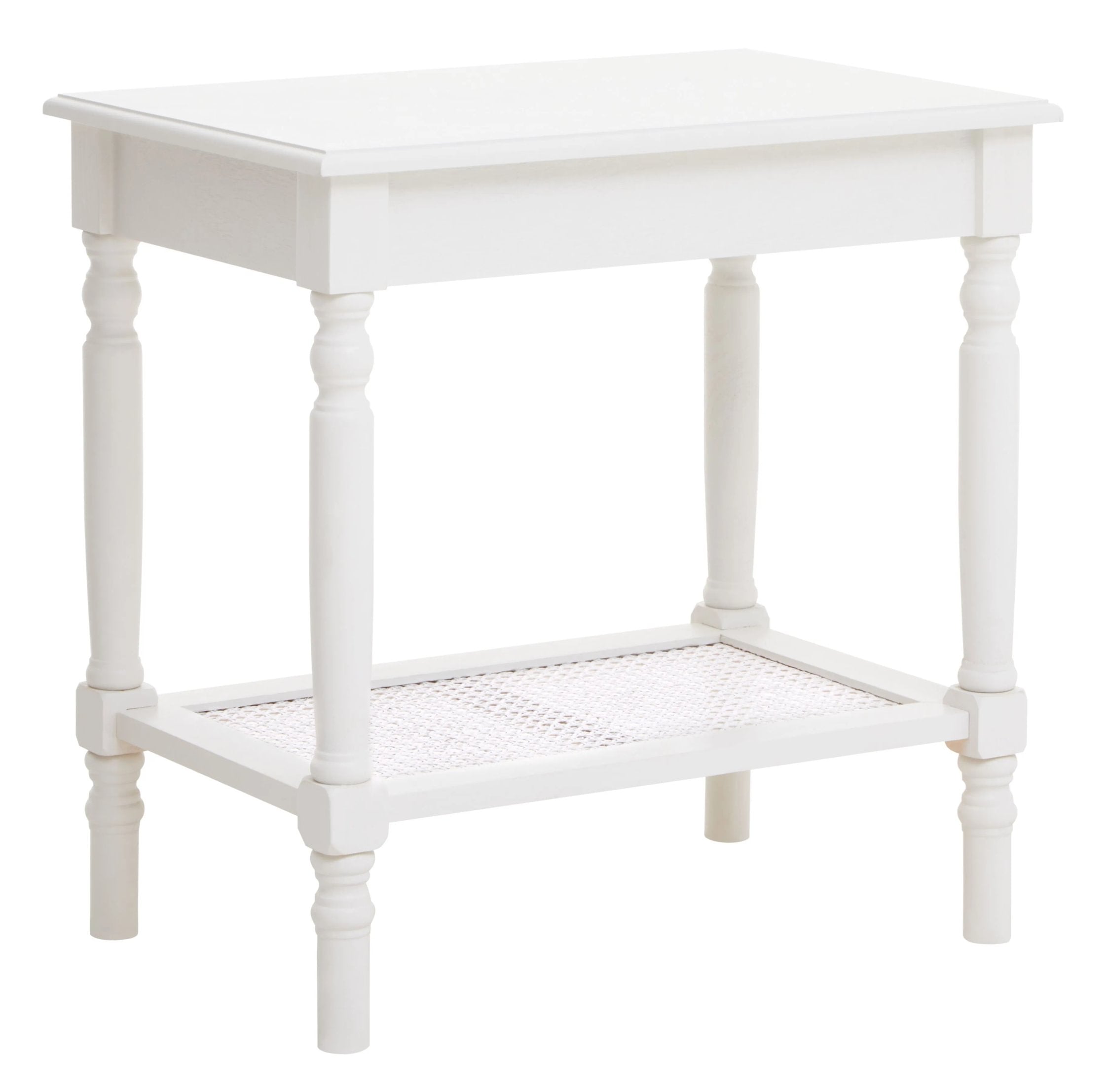 Chelsea White Wood Side Table with Lower Shelf