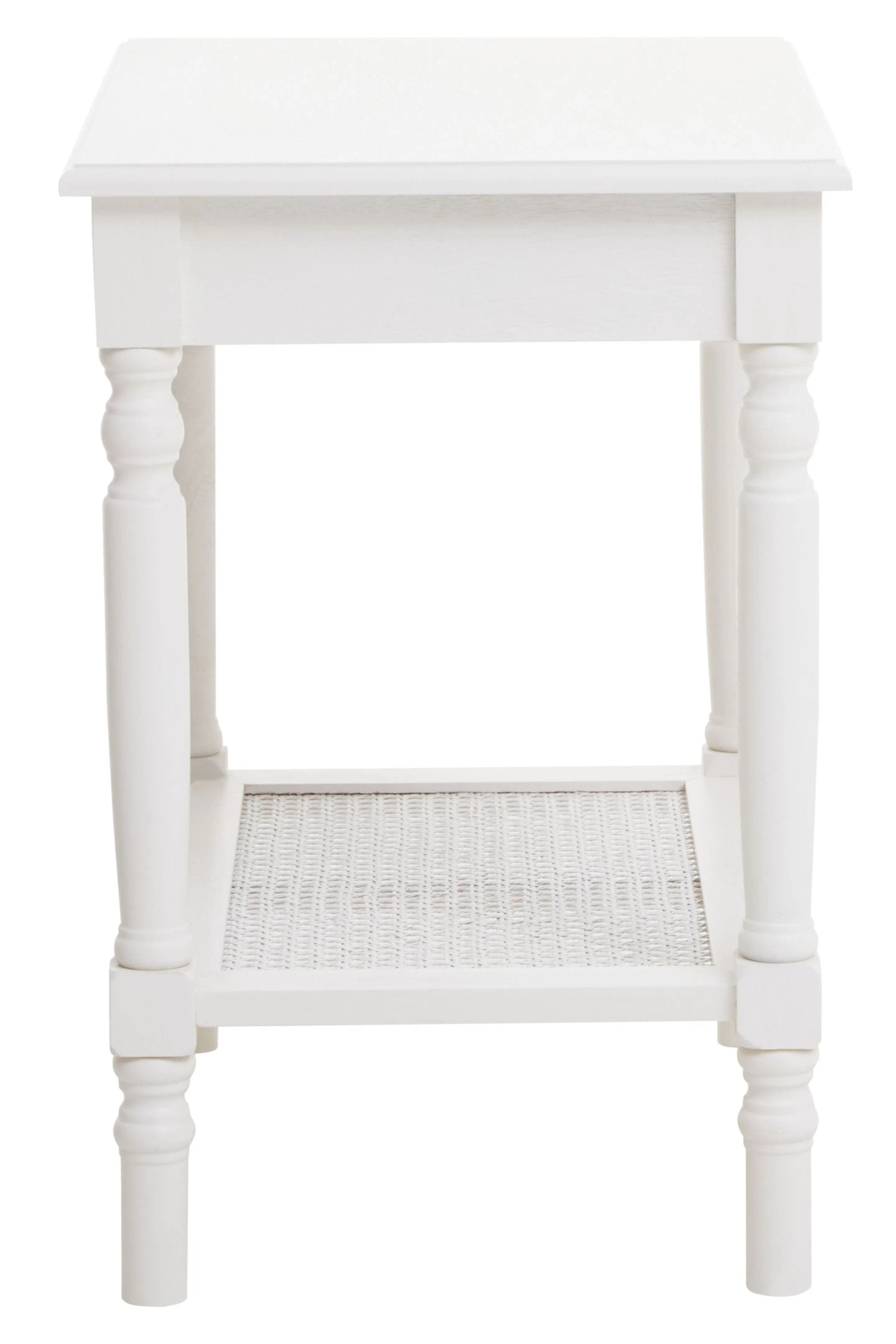 Chelsea White Wood Side Table with Lower Shelf