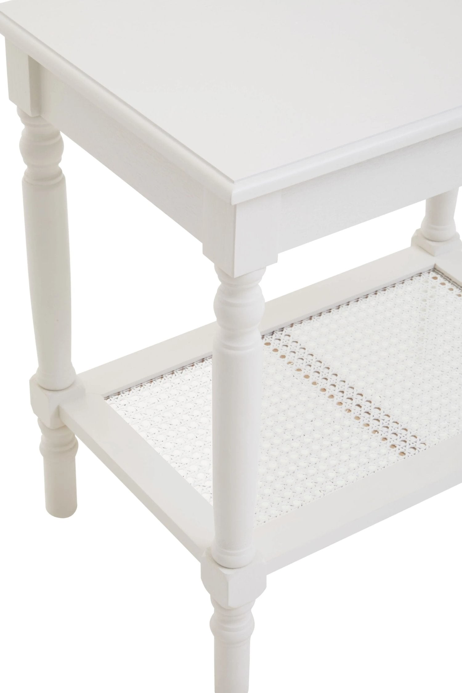Chelsea White Wood Side Table with Lower Shelf