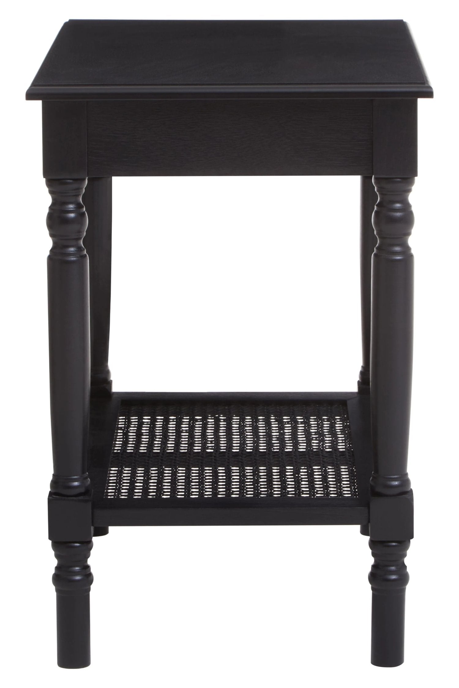 Chelsea Black Wood Side Table with Lower Shelf