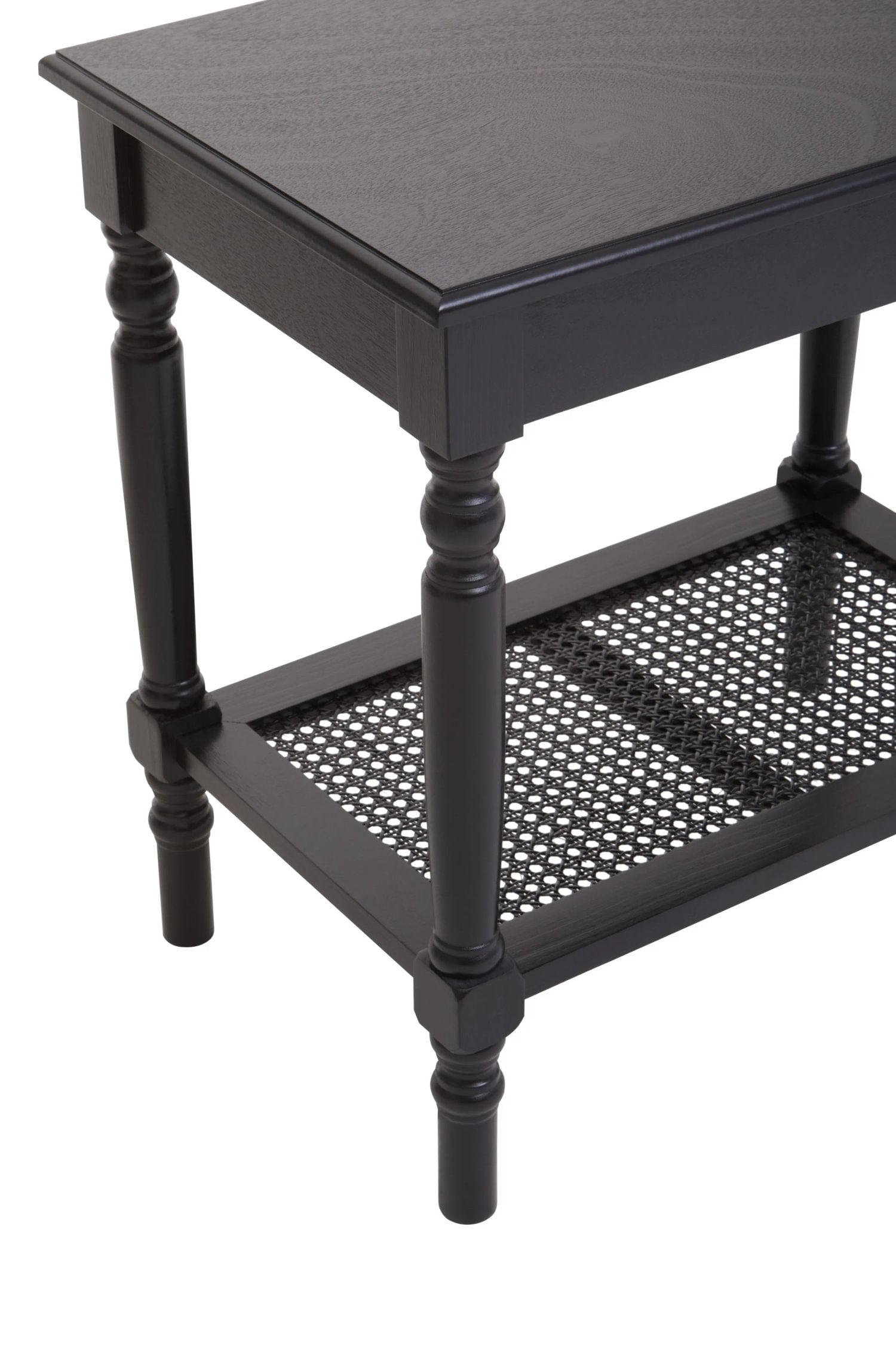 Chelsea Black Wood Side Table with Lower Shelf