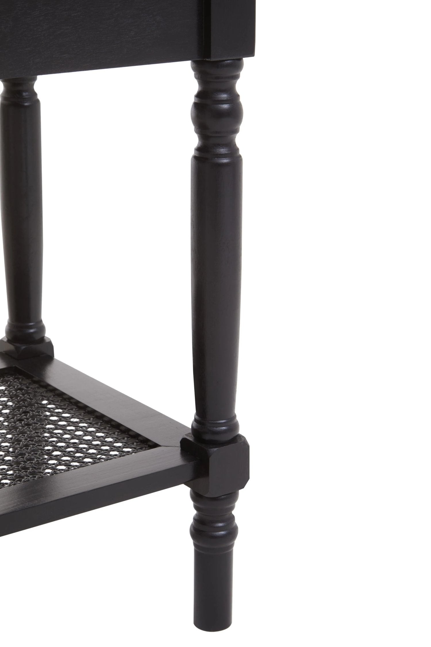 Chelsea Black Wood Side Table with Lower Shelf