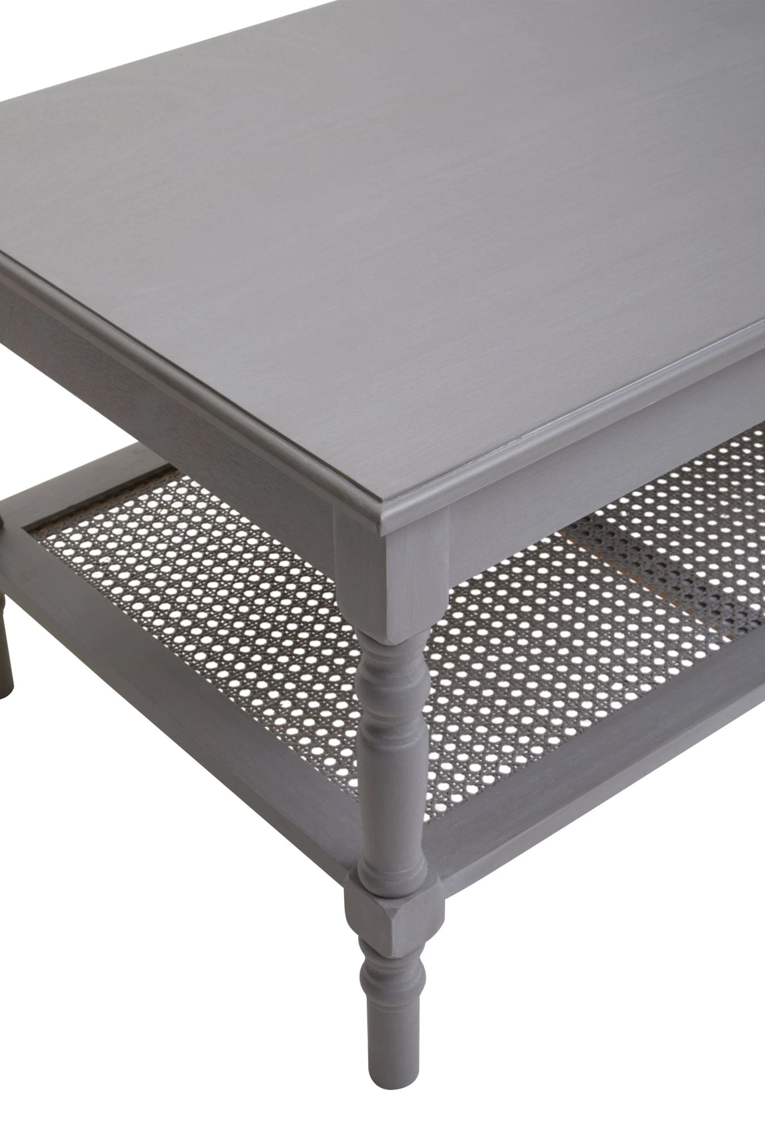 Chelsea Grey Wash Wood & Rattan Shelf Coffee Table