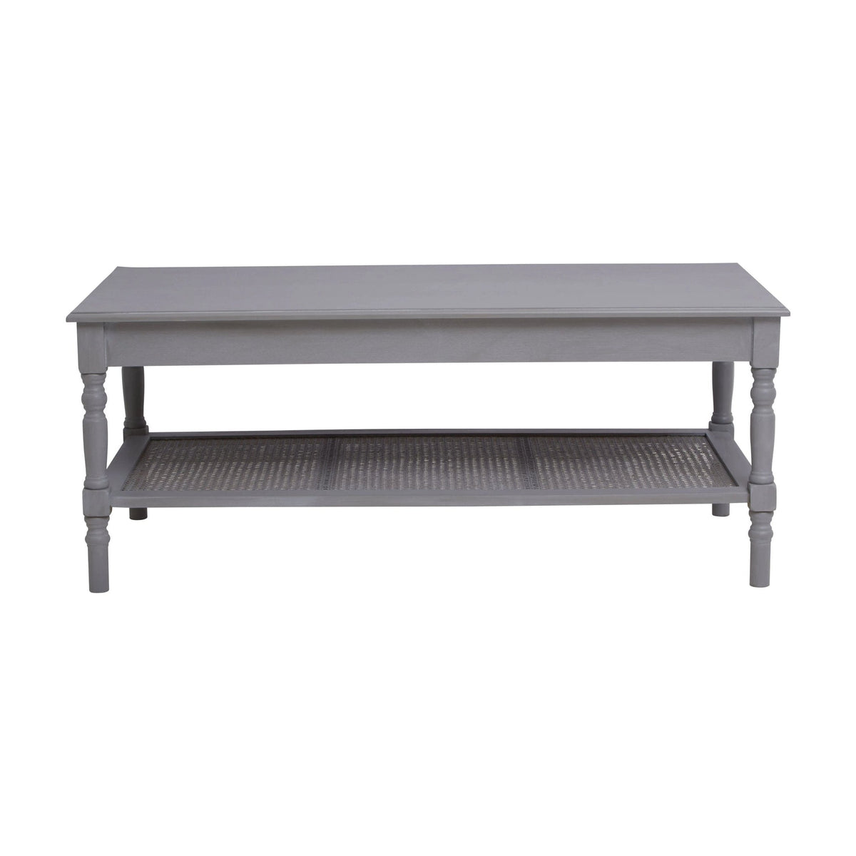 Chelsea Grey Wash Wood & Rattan Shelf Coffee Table