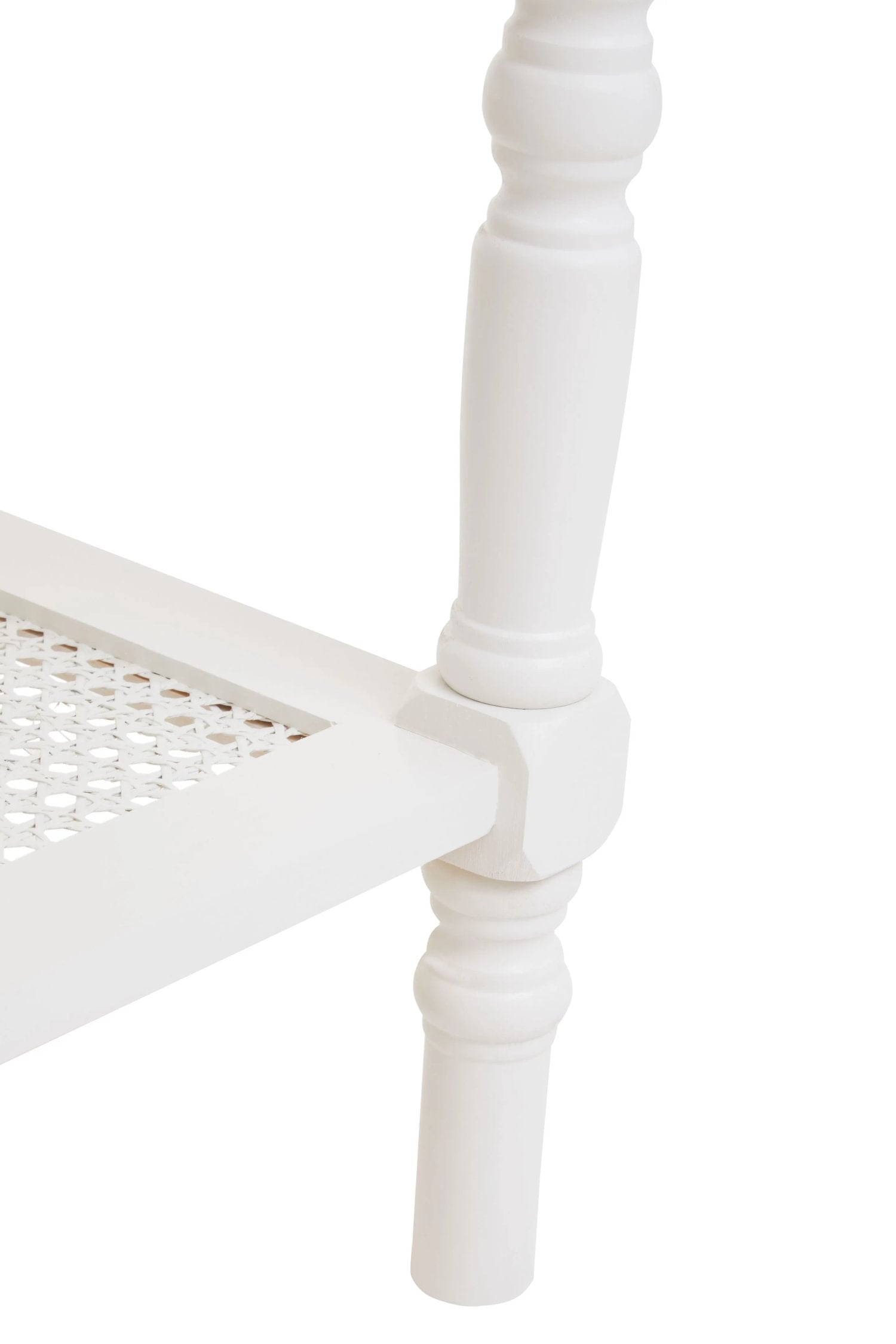 Chelsea White Wood & Rattan Shelf Coffee Table