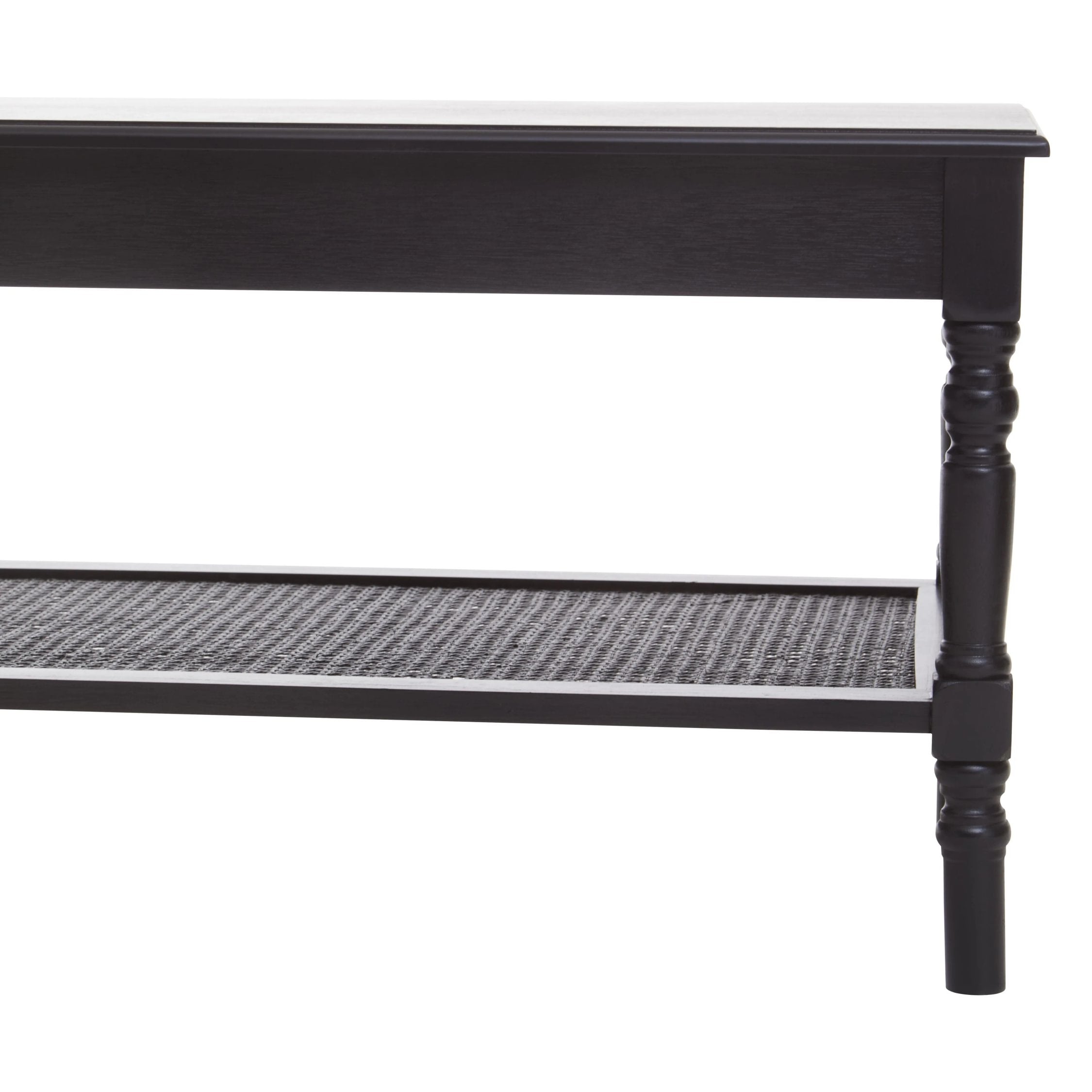 Chelsea Black Wood & Rattan Shelf Coffee Table