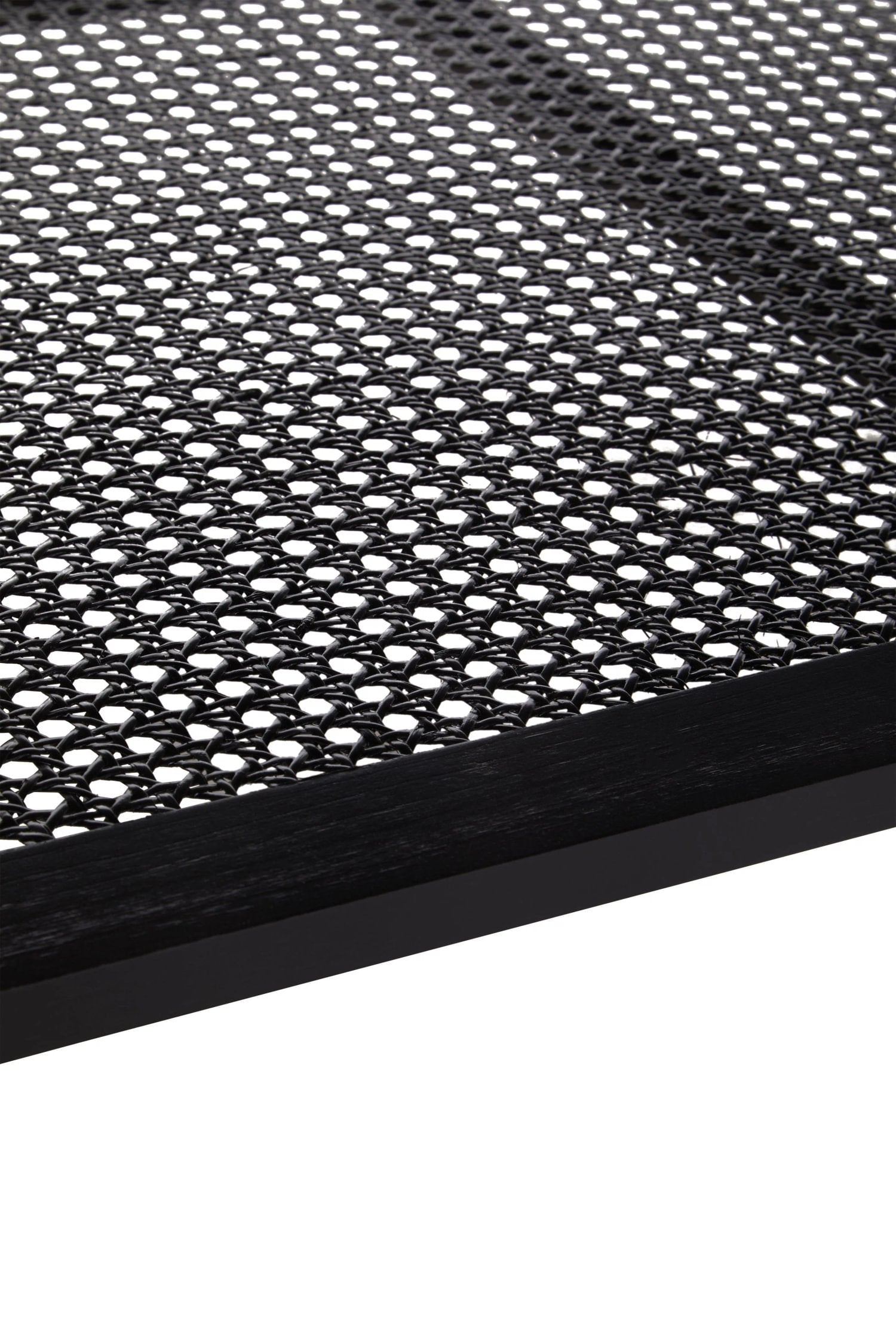 Chelsea Black Wood & Rattan Shelf Coffee Table