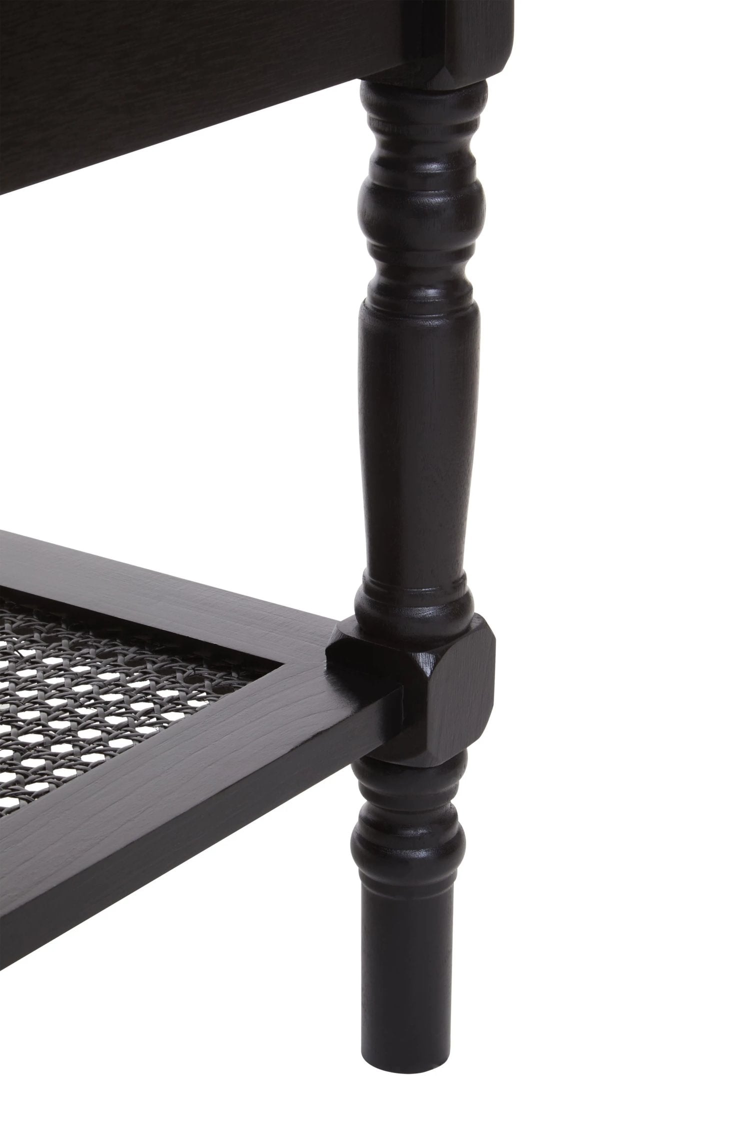 Chelsea Black Wood & Rattan Shelf Coffee Table