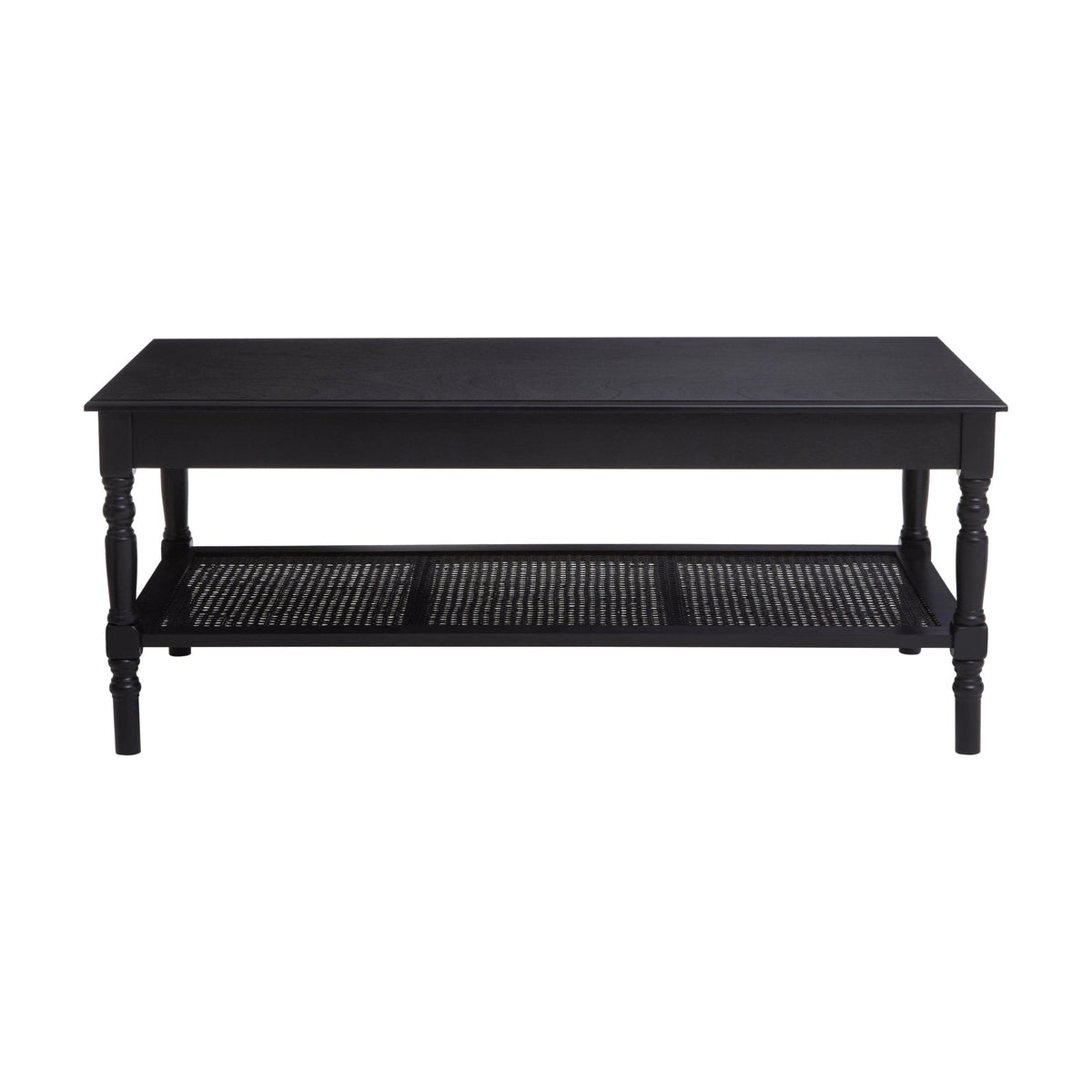 Chelsea Black Wood & Rattan Shelf Coffee Table