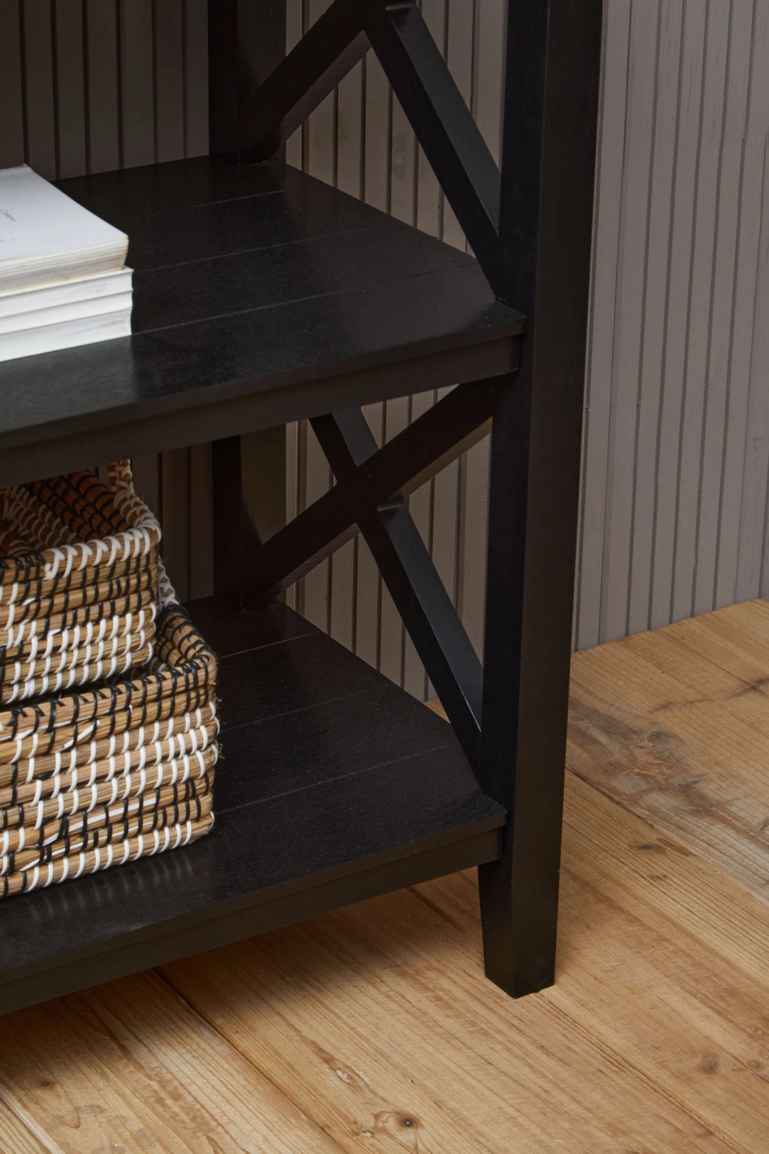 Chelsea Large Black 2 Tier Wood Bookshelf