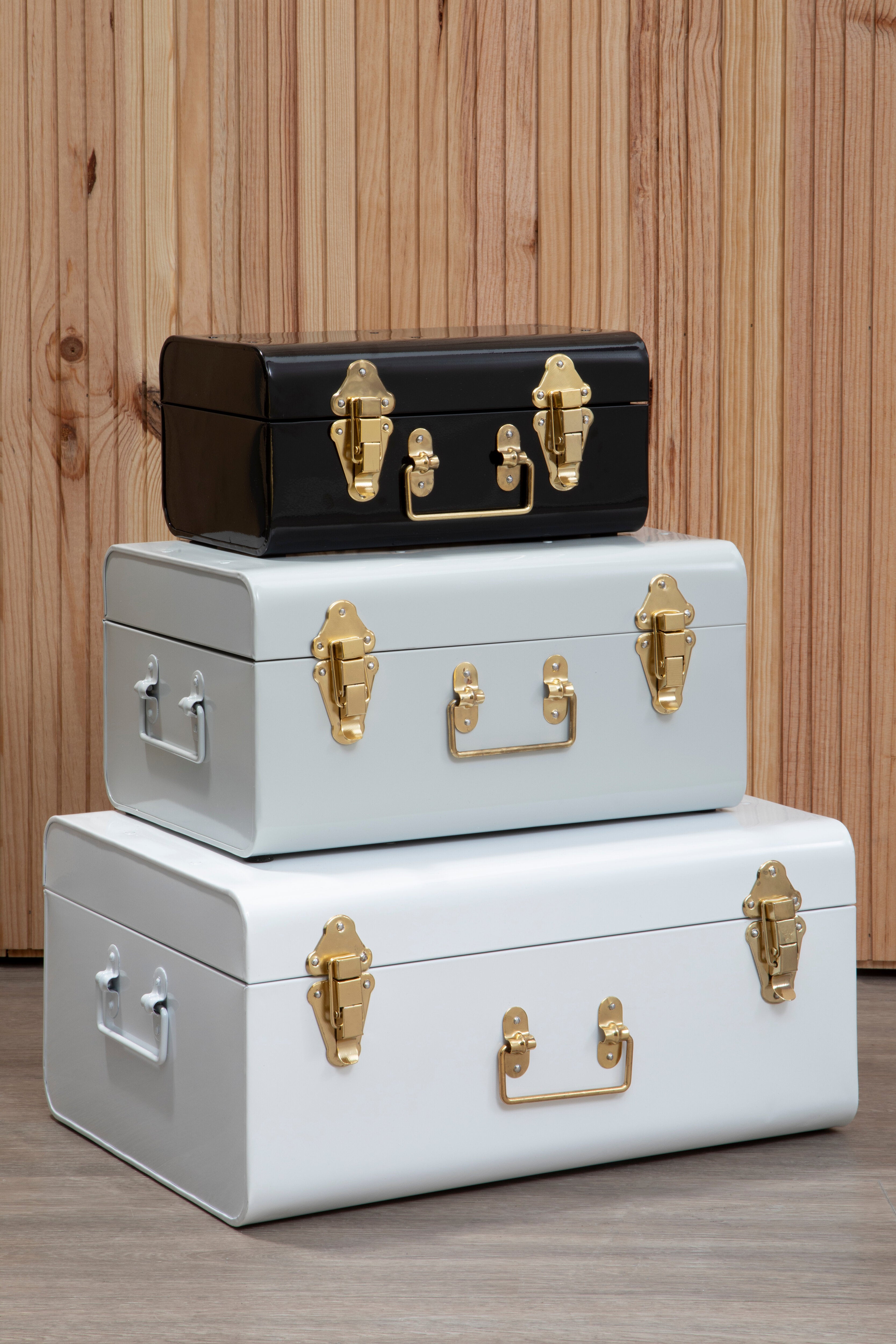 Kempton Set Of Three Monochrome Storage Trunks
