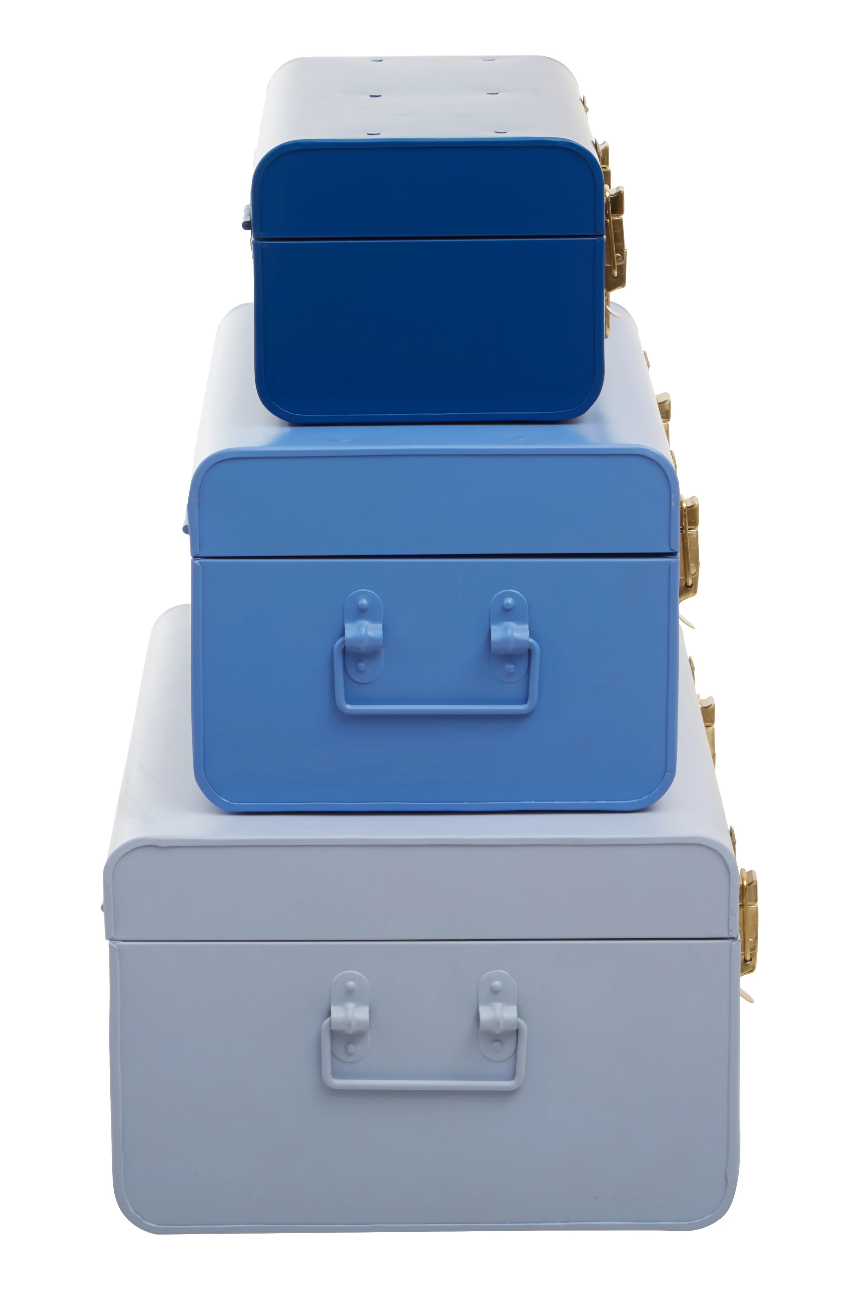Set of 3 Kempton Assorted Blue & Gold Storage Trunks