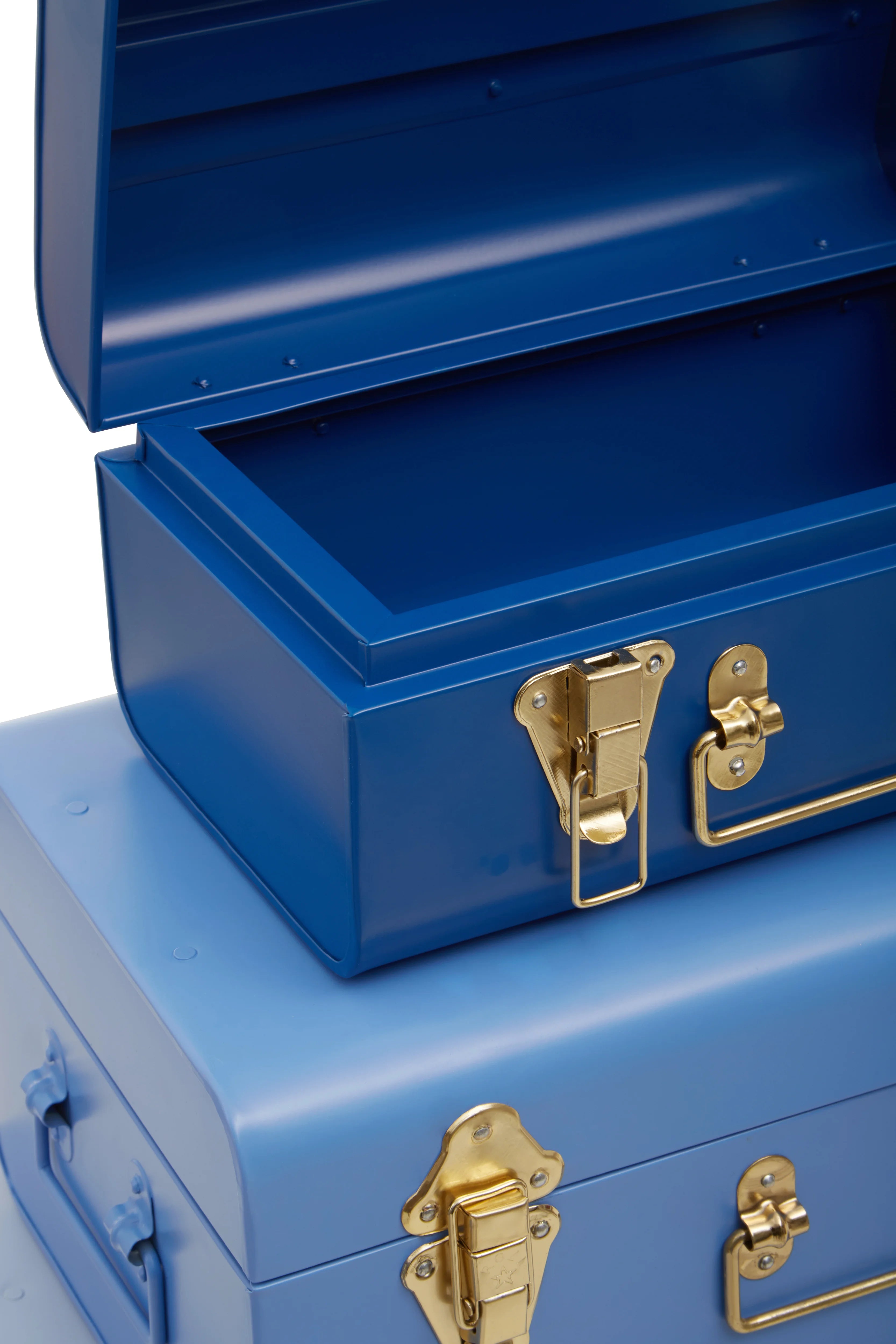 Set of 3 Kempton Assorted Blue & Gold Storage Trunks