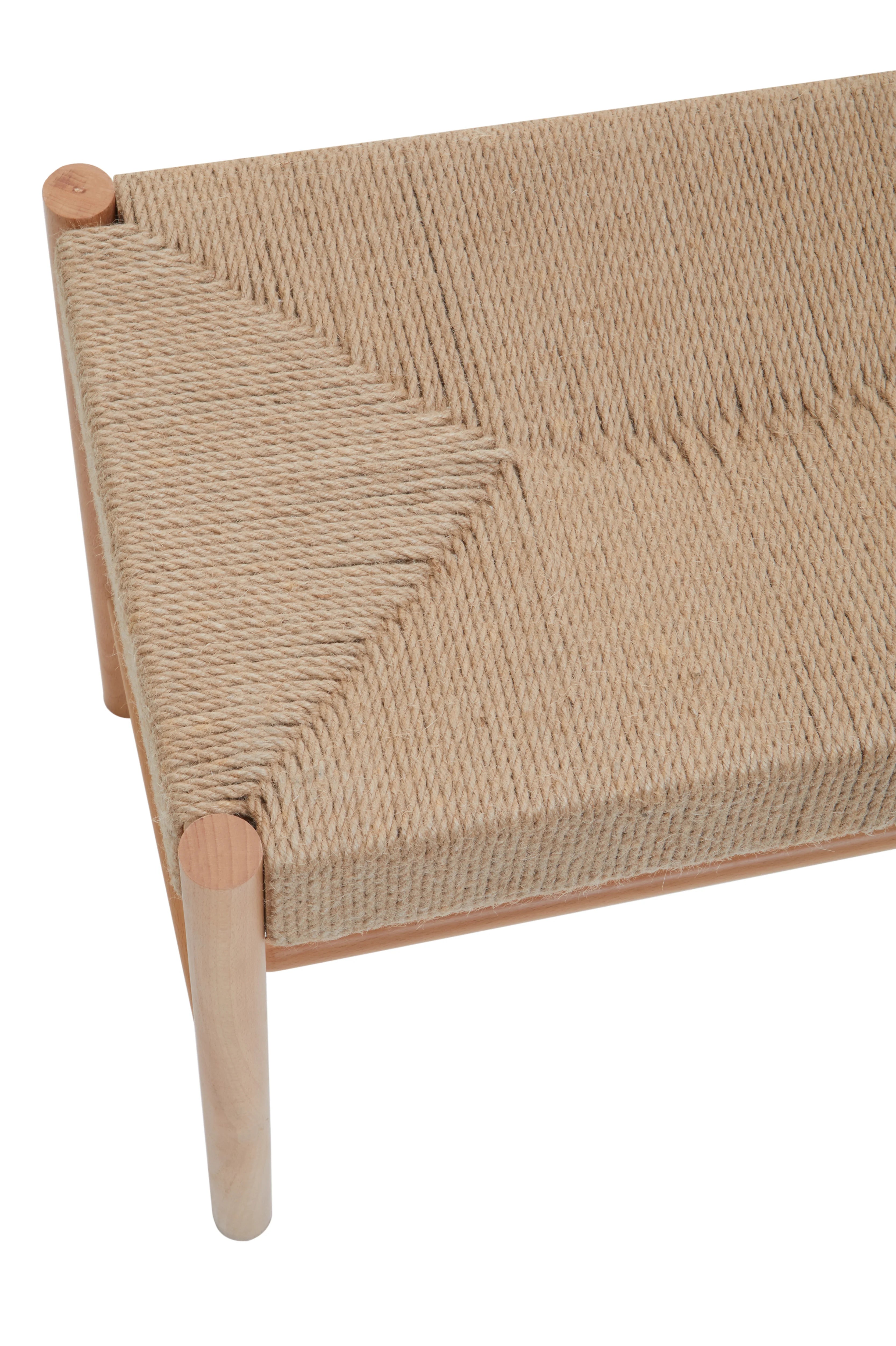 Cleets Natural Wood & Woven Rope Bench | Large