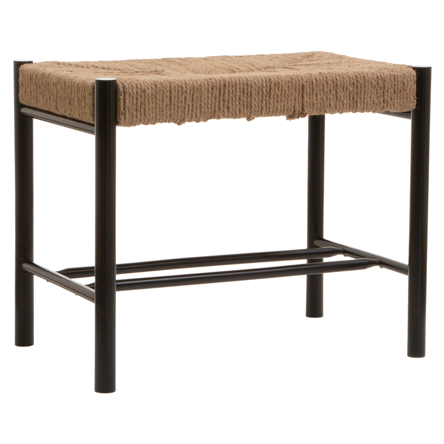 Cleets Black Wood & Woven Rope Bench | Small