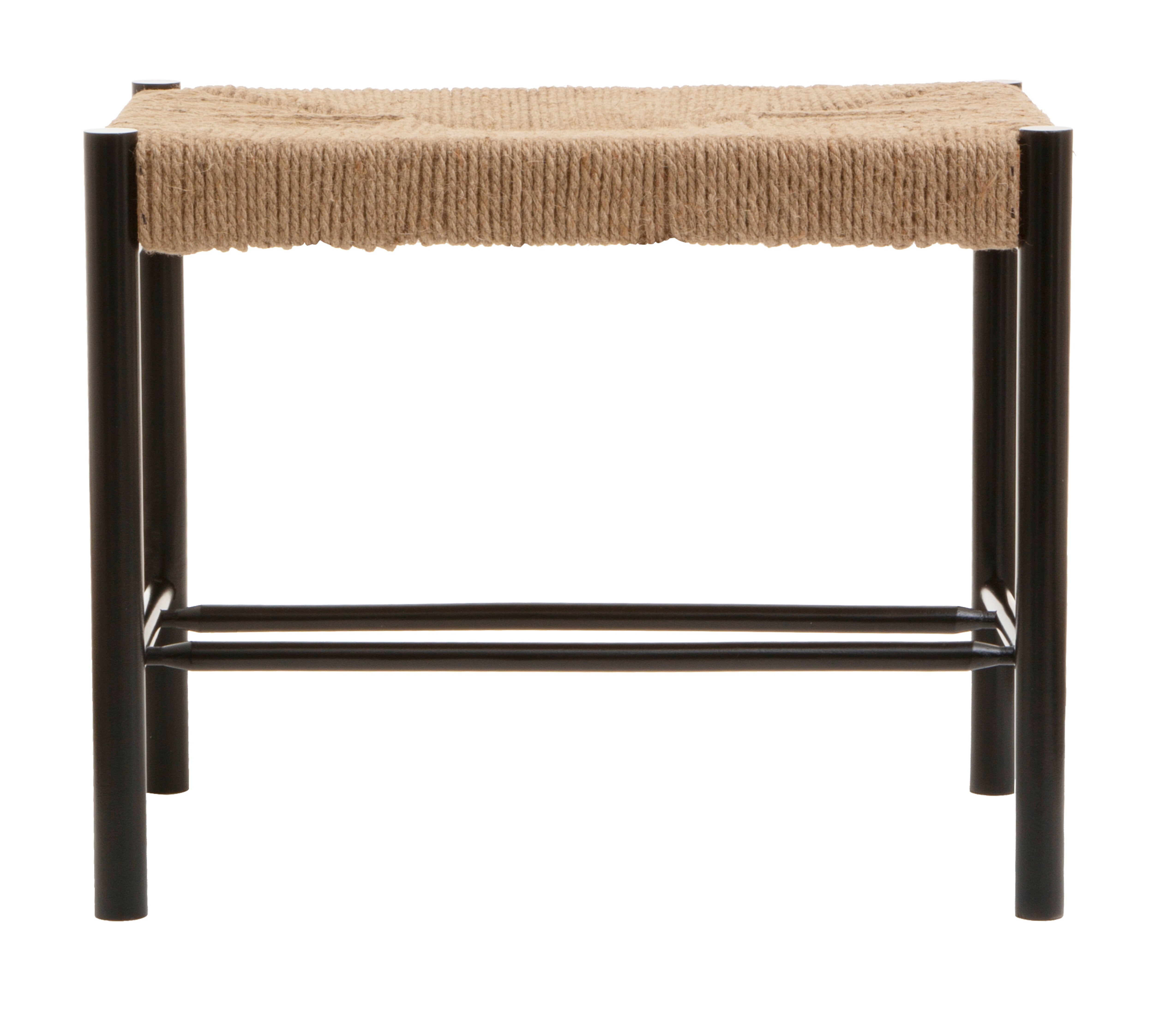 Cleets Black Wood & Woven Rope Bench | Small