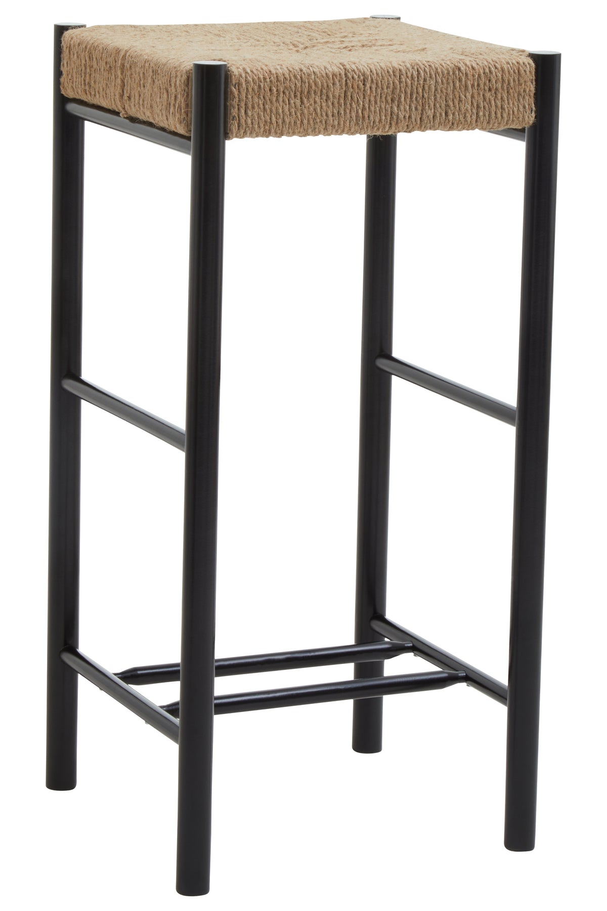 Cleets Black Wood & Woven Rope Bar Stool
