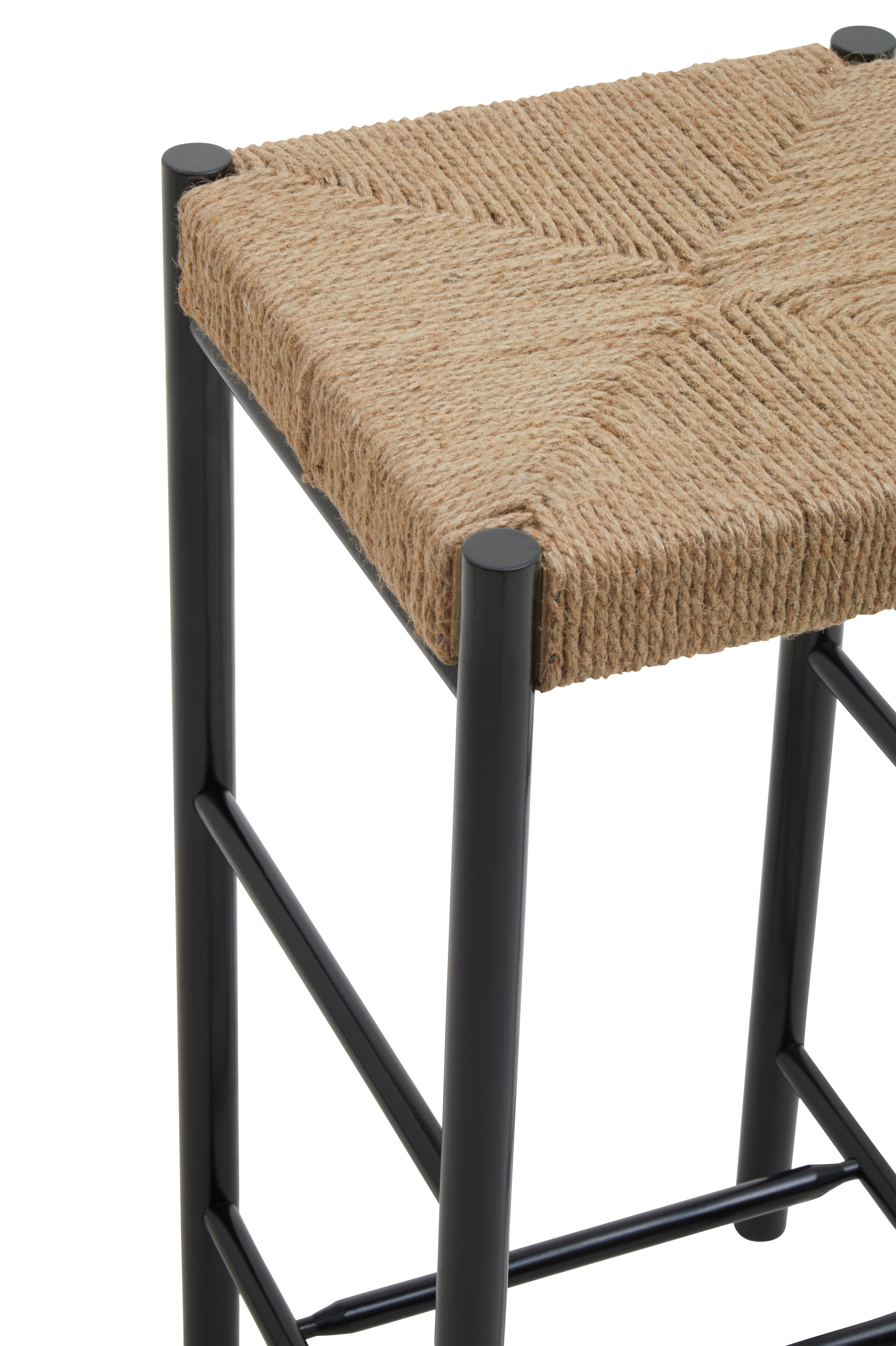 Cleets Black Wood & Woven Rope Bar Stool