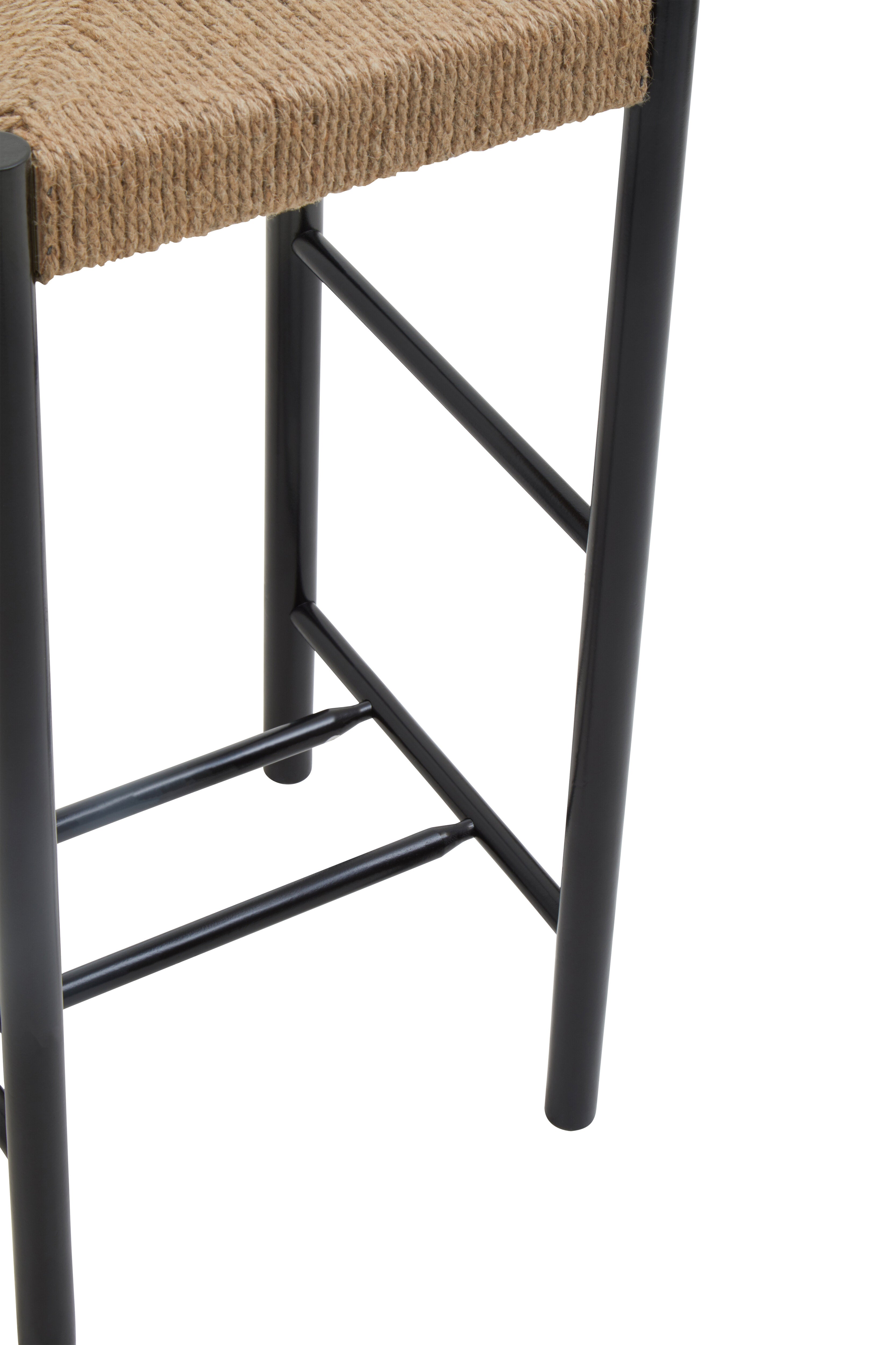 Cleets Black Wood & Woven Rope Bar Stool