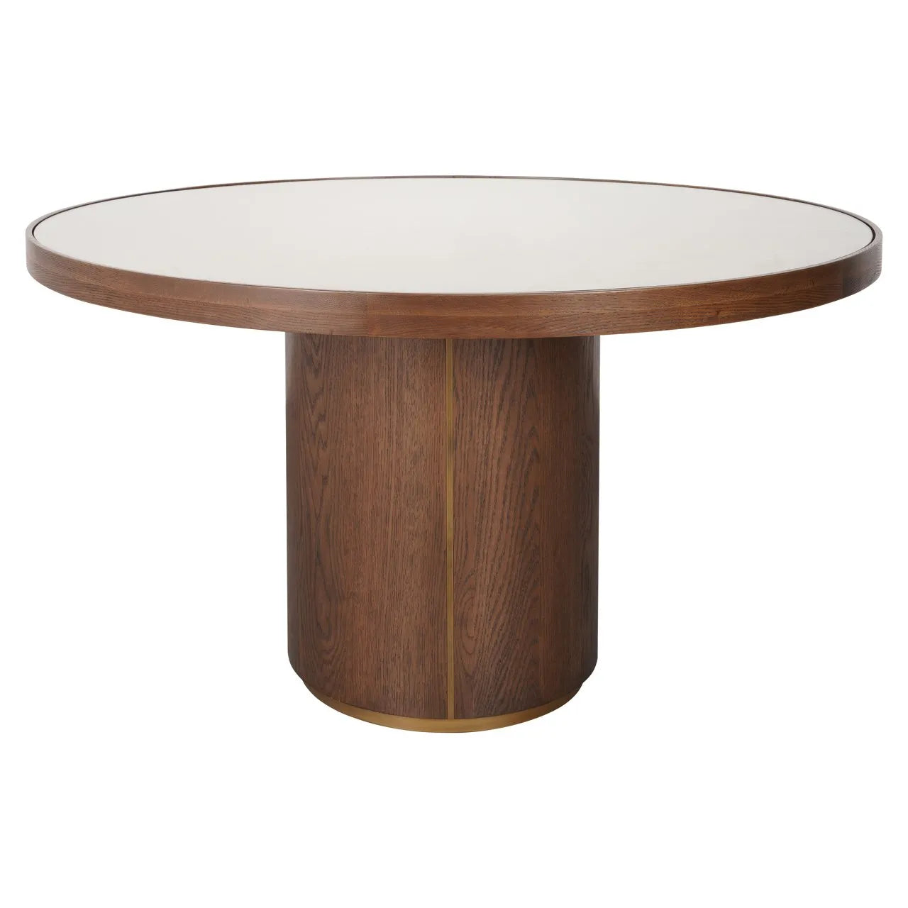 Richmond Interiors Willox Brown Oak Wood & Glass Round Dining Table 130cm