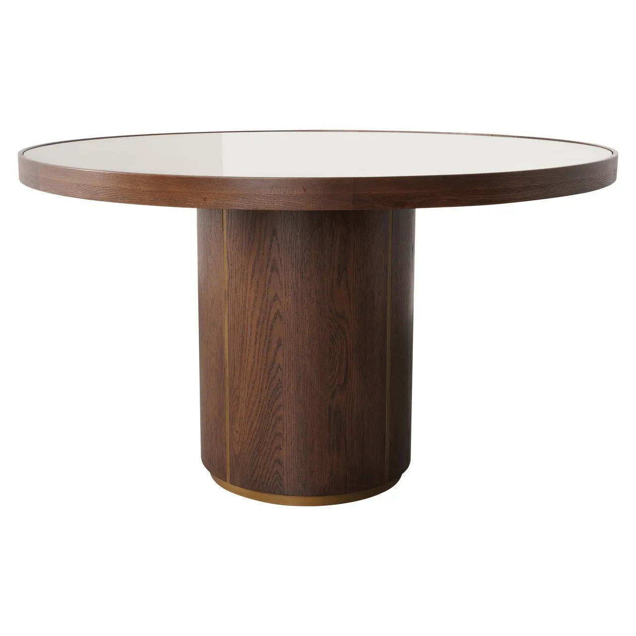 Richmond Interiors Willox Brown Oak Wood & Glass Round Dining Table 130cm