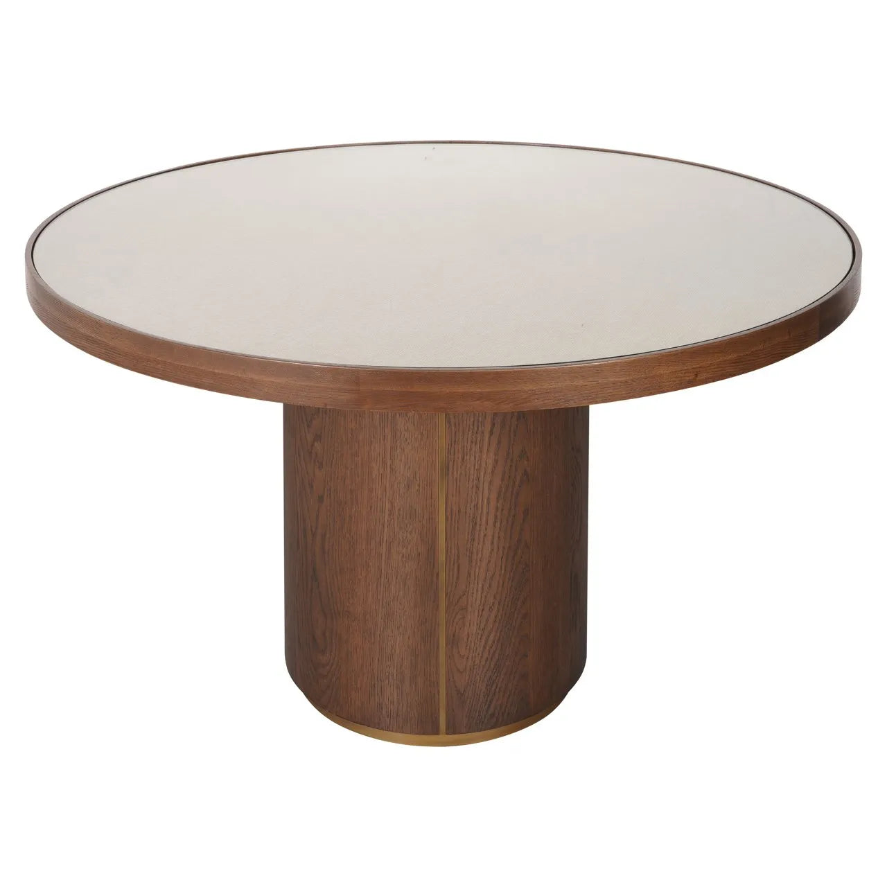 Richmond Interiors Willox Brown Oak Wood & Glass Round Dining Table 130cm